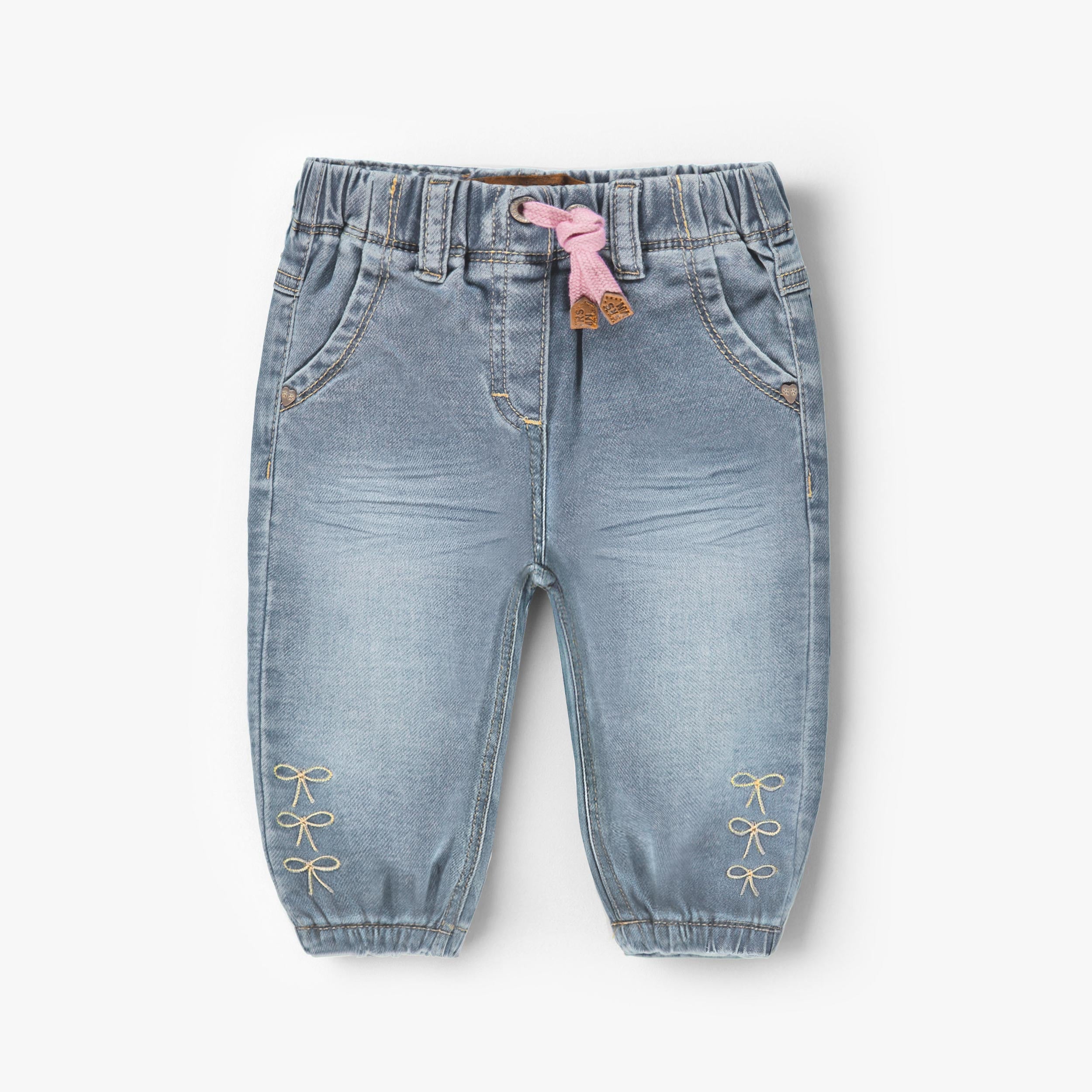 Jean bleu avec broderies de boucles, bébé - Souris Mini