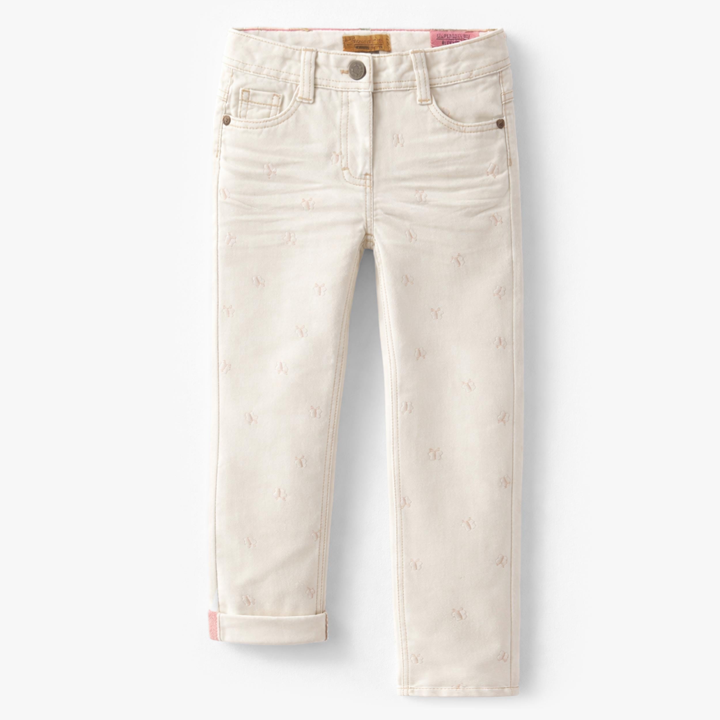 Jean crème avec broderies de papillons, enfant - Souris Mini