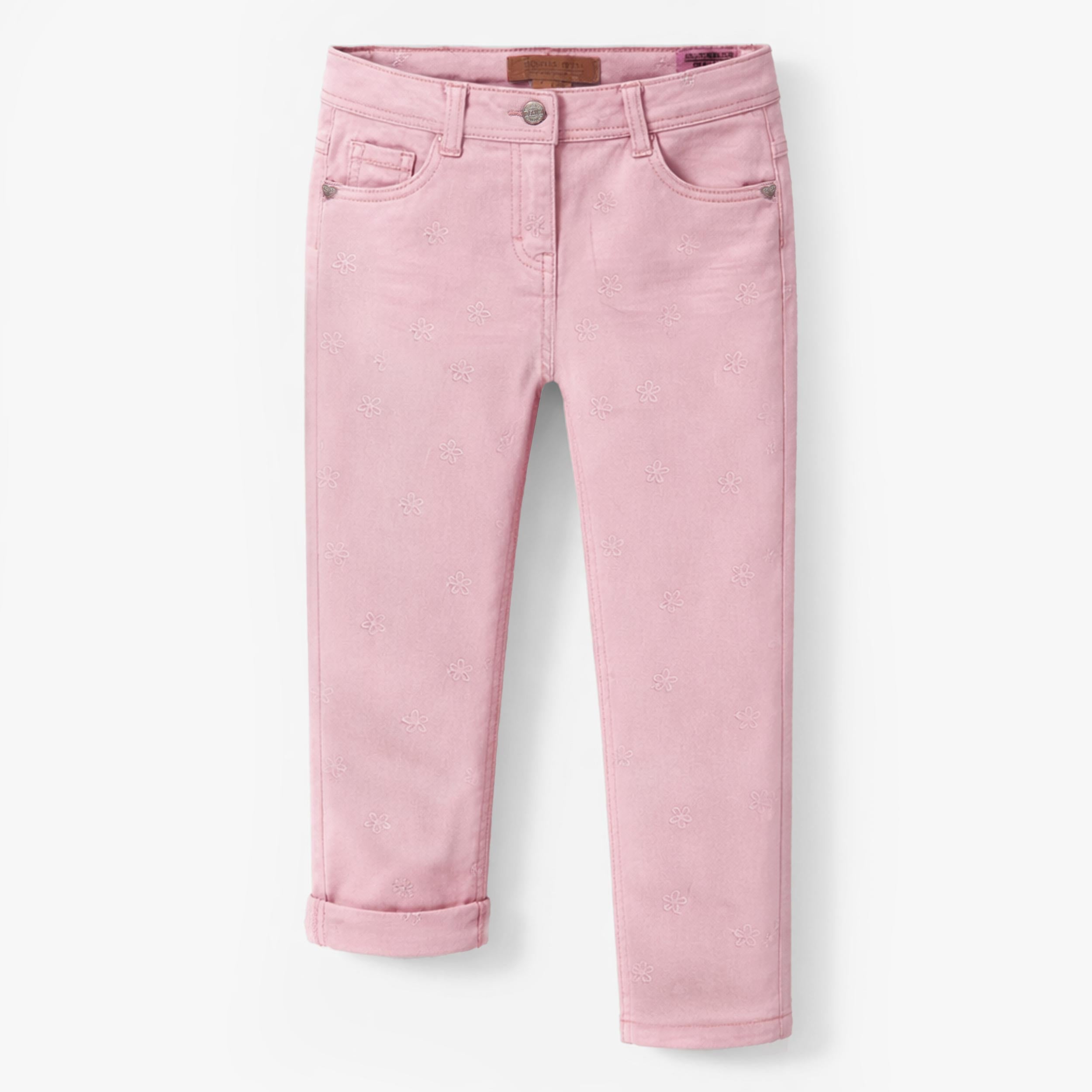 Jean rose avec broderies de fleurs, enfant - Souris Mini