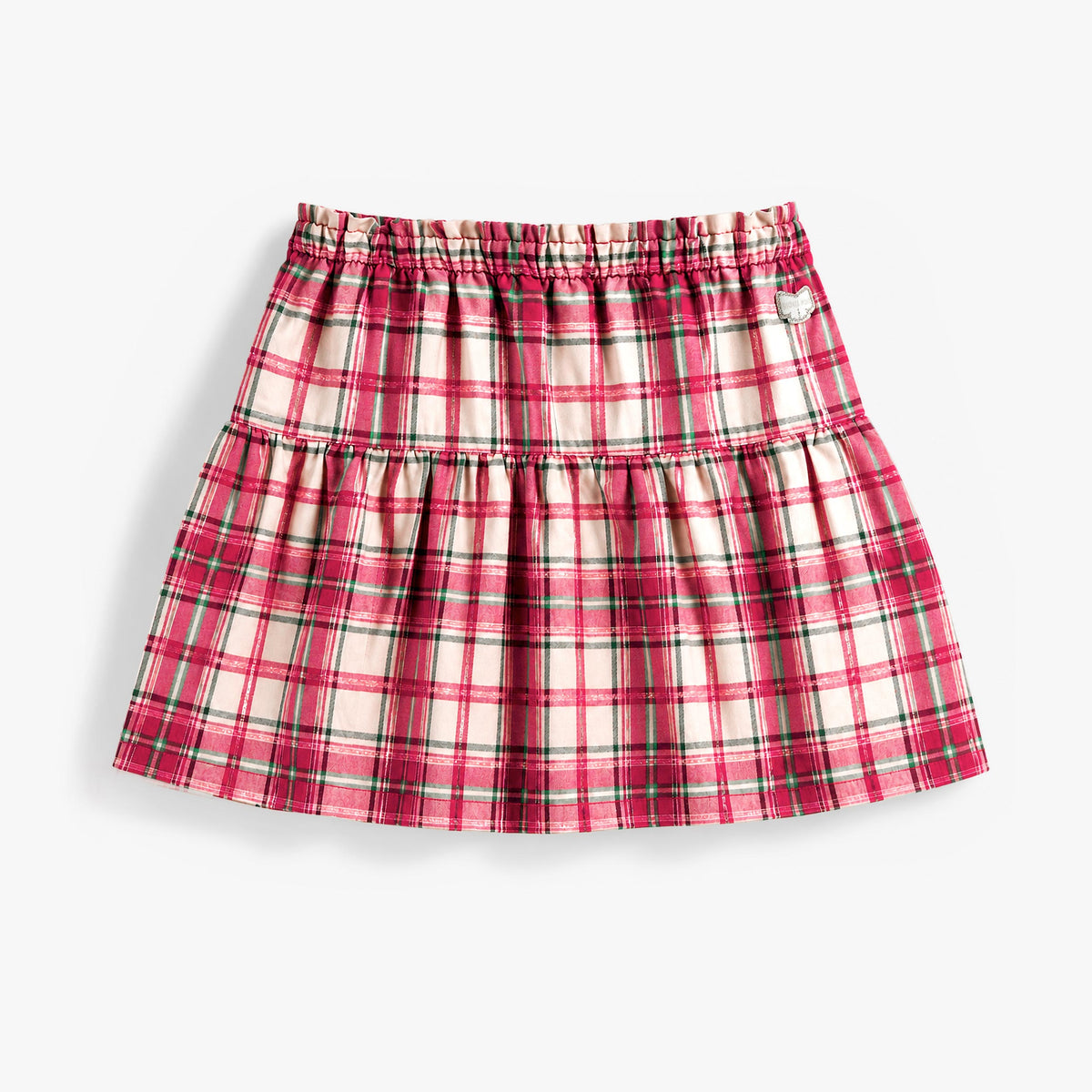 Jupe rose et verte à carreaux en flanelle, enfant fille - Souris Mini