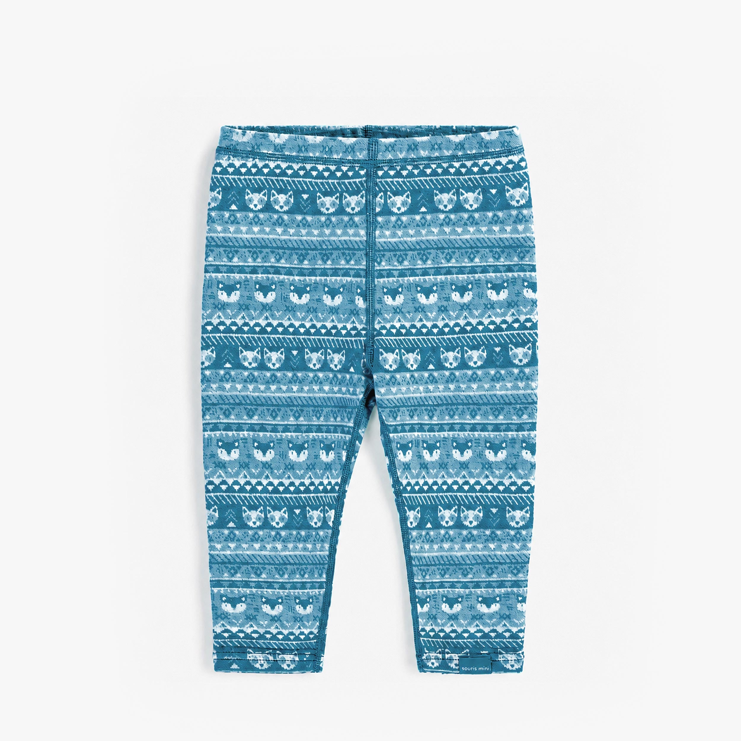Legging bleu en laine mérinos à motifs pour bébé