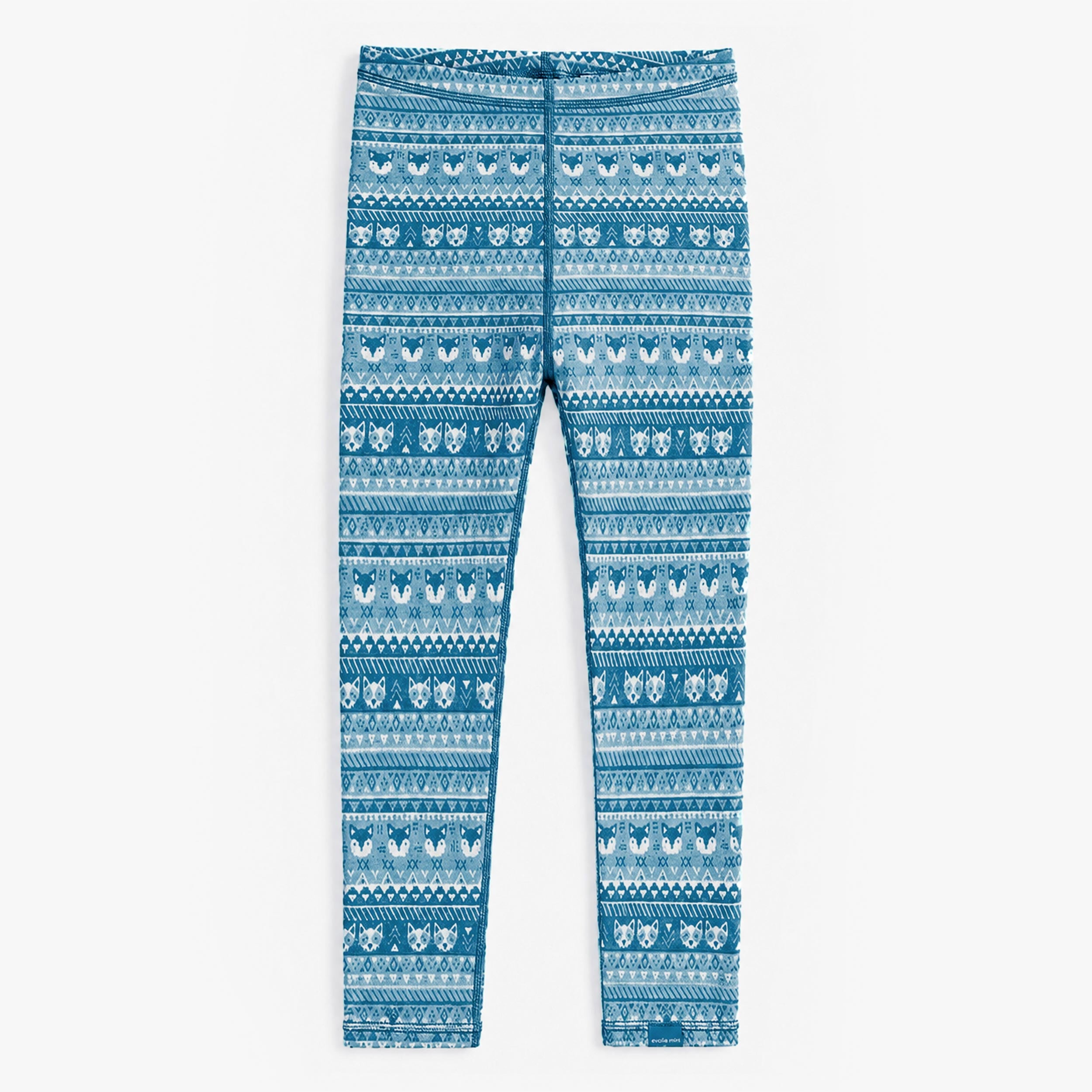 Legging bleu en laine mérinos à motifs, enfant - Souris Mini
