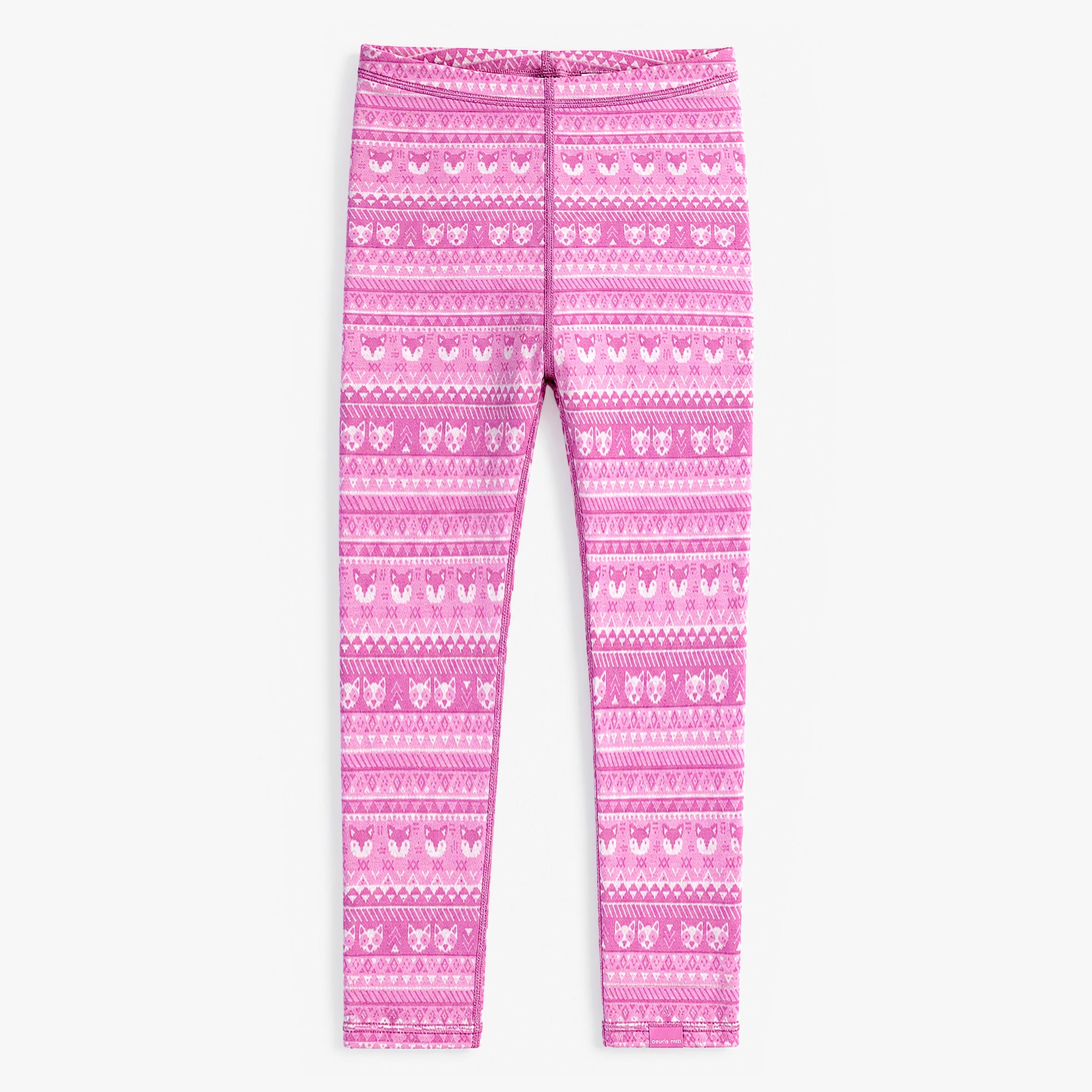Legging rose en laine mérinos à motifs, enfant - Souris Mini
