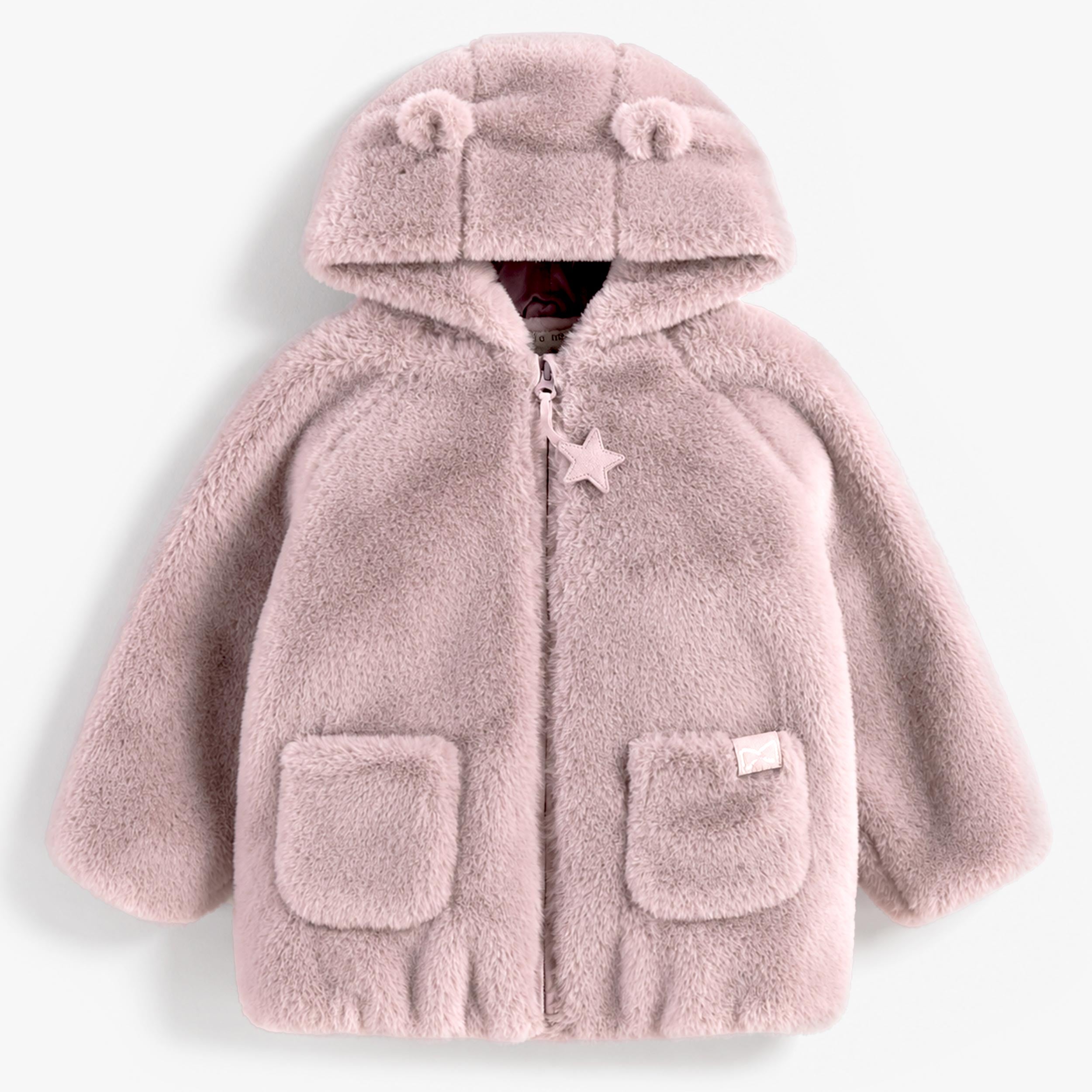 Manteau peluche rose à capuchon, bébé - Souris Mini