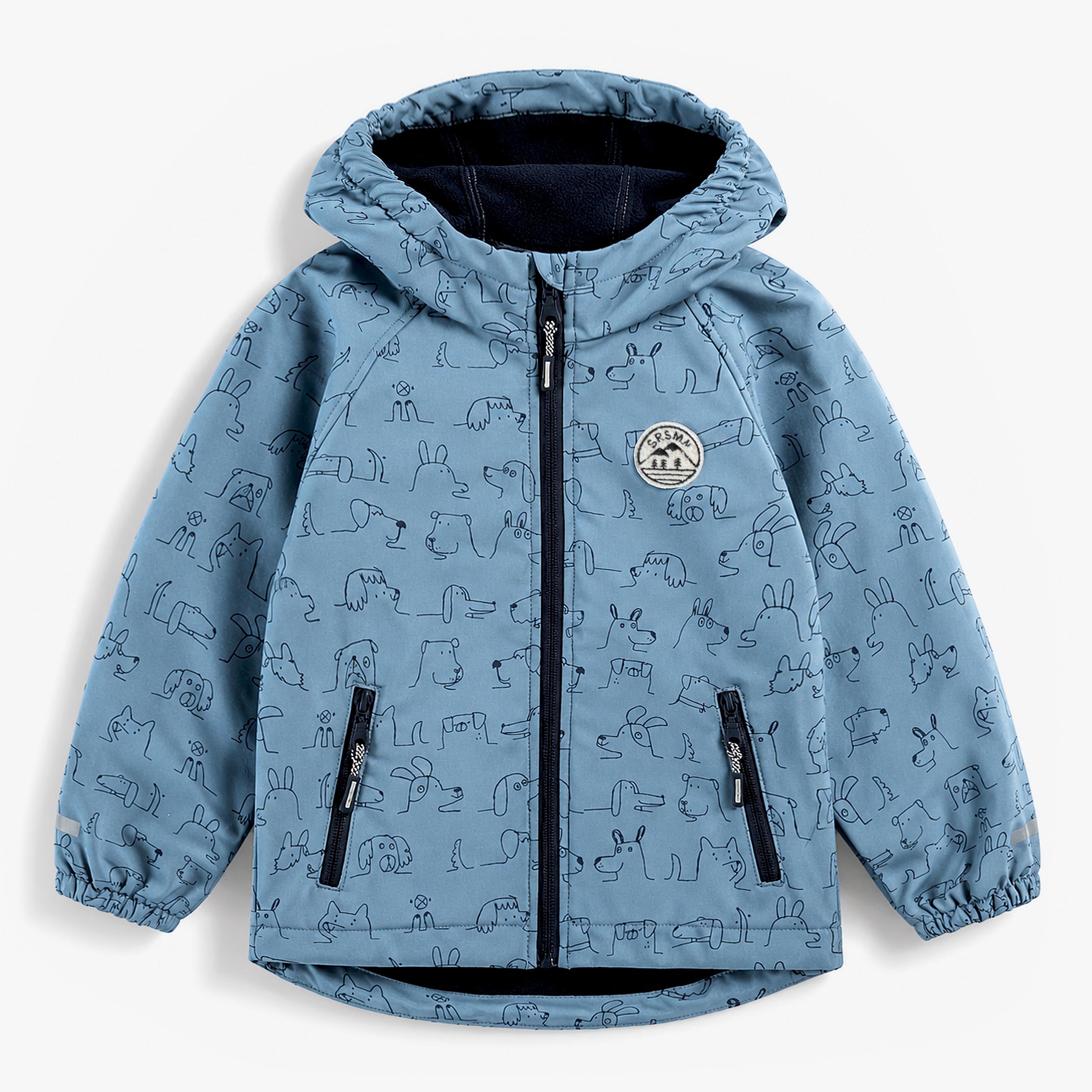 Manteau softshell bleu à imprimé chiens, enfant - Souris Mini