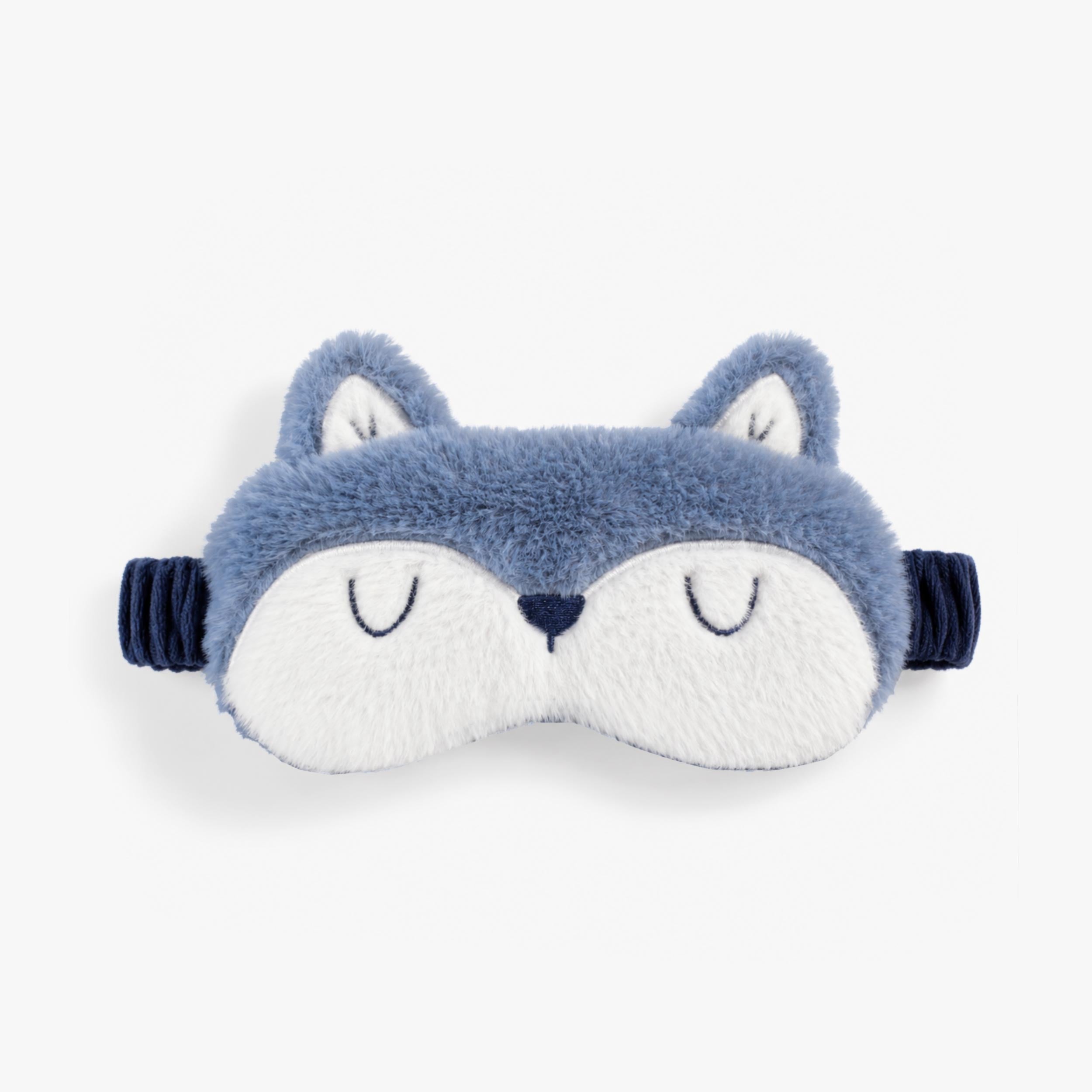 Masque de sommeil bleu pour enfant en forme de loup avec bandeau élastique et tissu doux en peluche. - Souris Mini