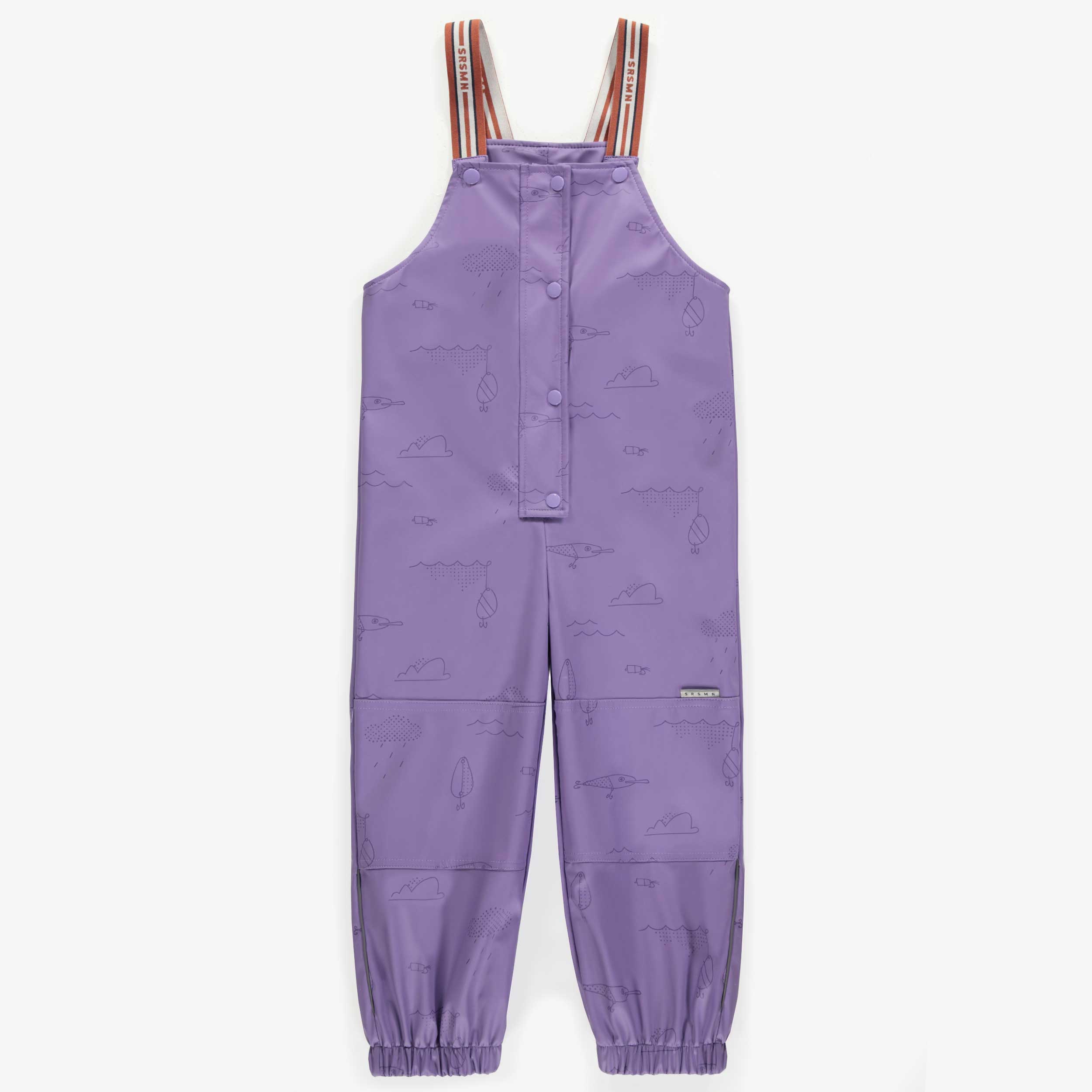 Purple polyurethane rain overalls, child