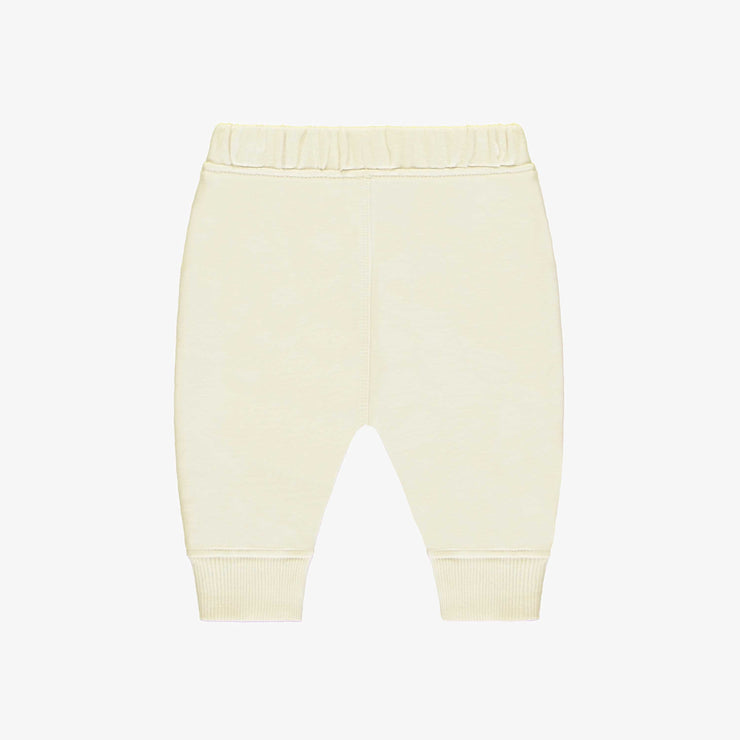 Pantalon crème coupe décontractée style jogging en coton français, naissance || Cream pants regular fit jogger style in French terry, newborn