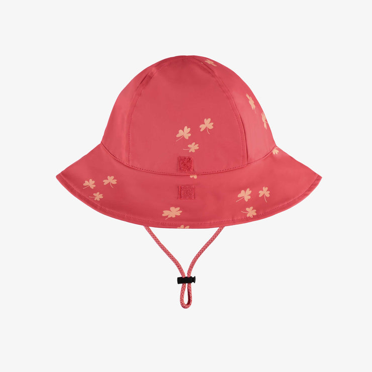 Chapeau de pluie rose à motif en polyuréthane, bébé || Pink rain hat with a print in polyurethane, baby