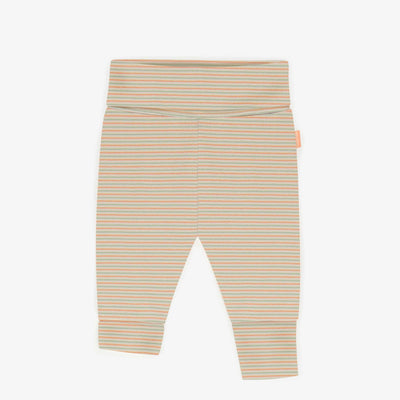 Pantalon évolutif rayé orange et vert en jersey extensible, bébé || Orange and green striped evolutive pants in stretch jersey, baby