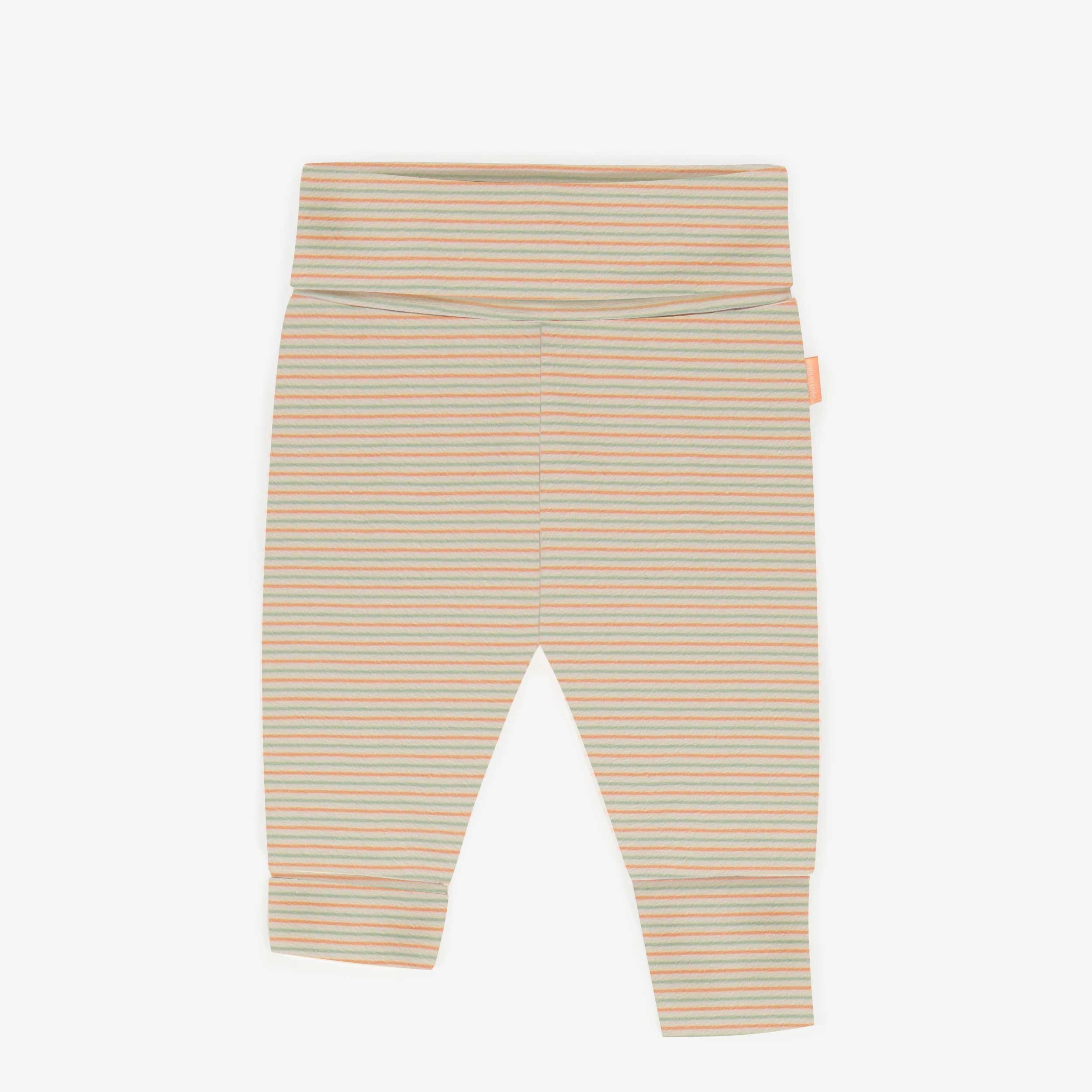 Pantalon évolutif rayé orange et vert en jersey extensible, bébé