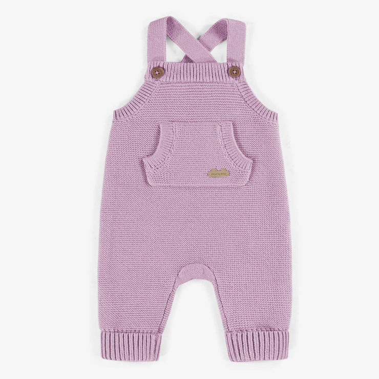 Salopette de maille mauve pâle imitation cachemire, naissance || Light purple cashmere look-a-like knitted overall, newborn