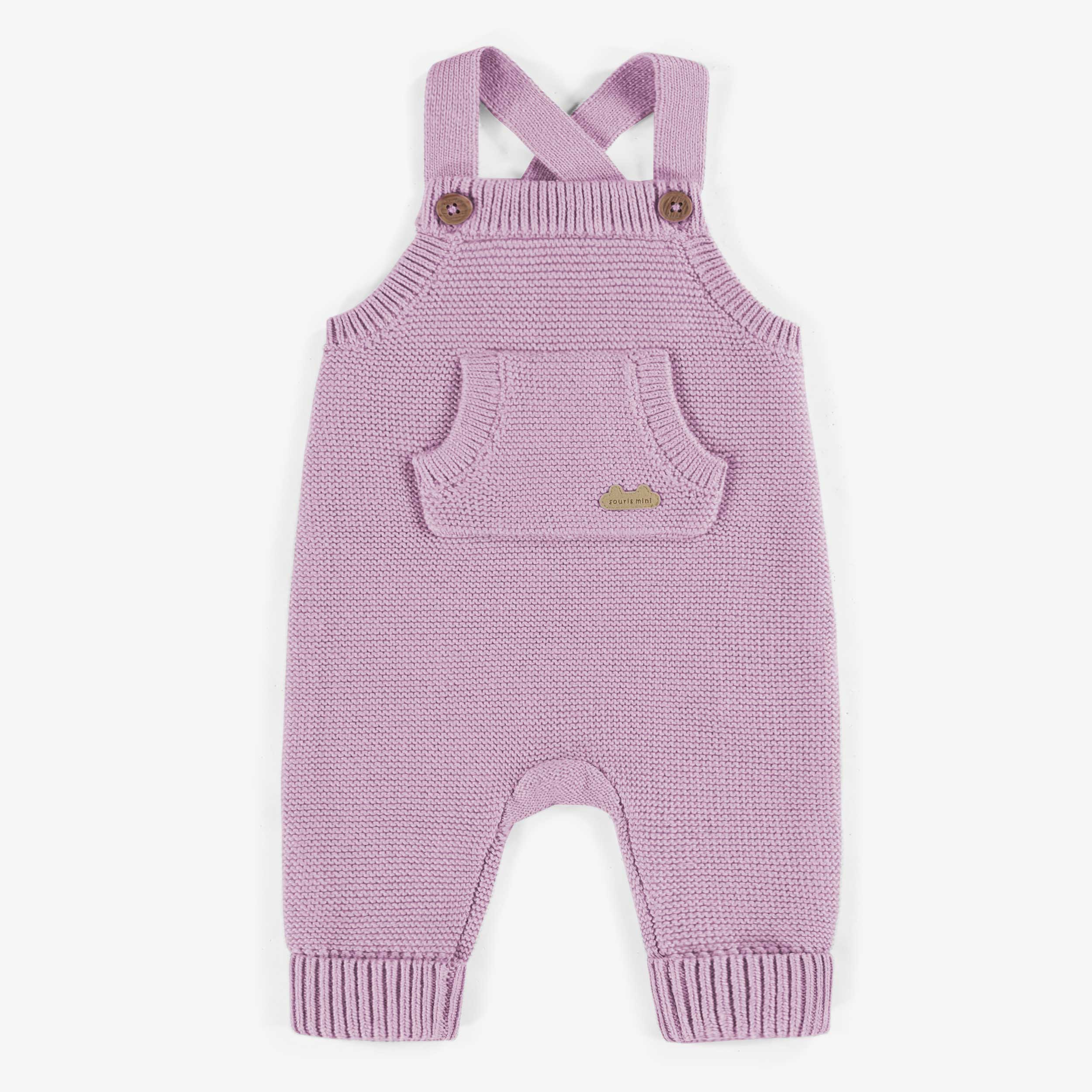 Light purple cashmere look-a-like knitted overall, newborn