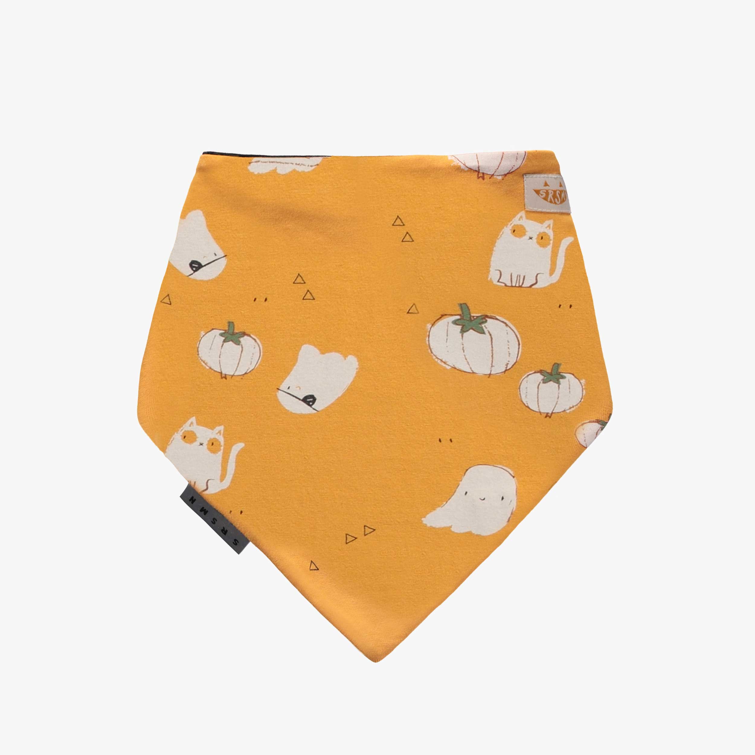 Foulard réversible orange et noir thématique Halloween pour animaux de compagnie