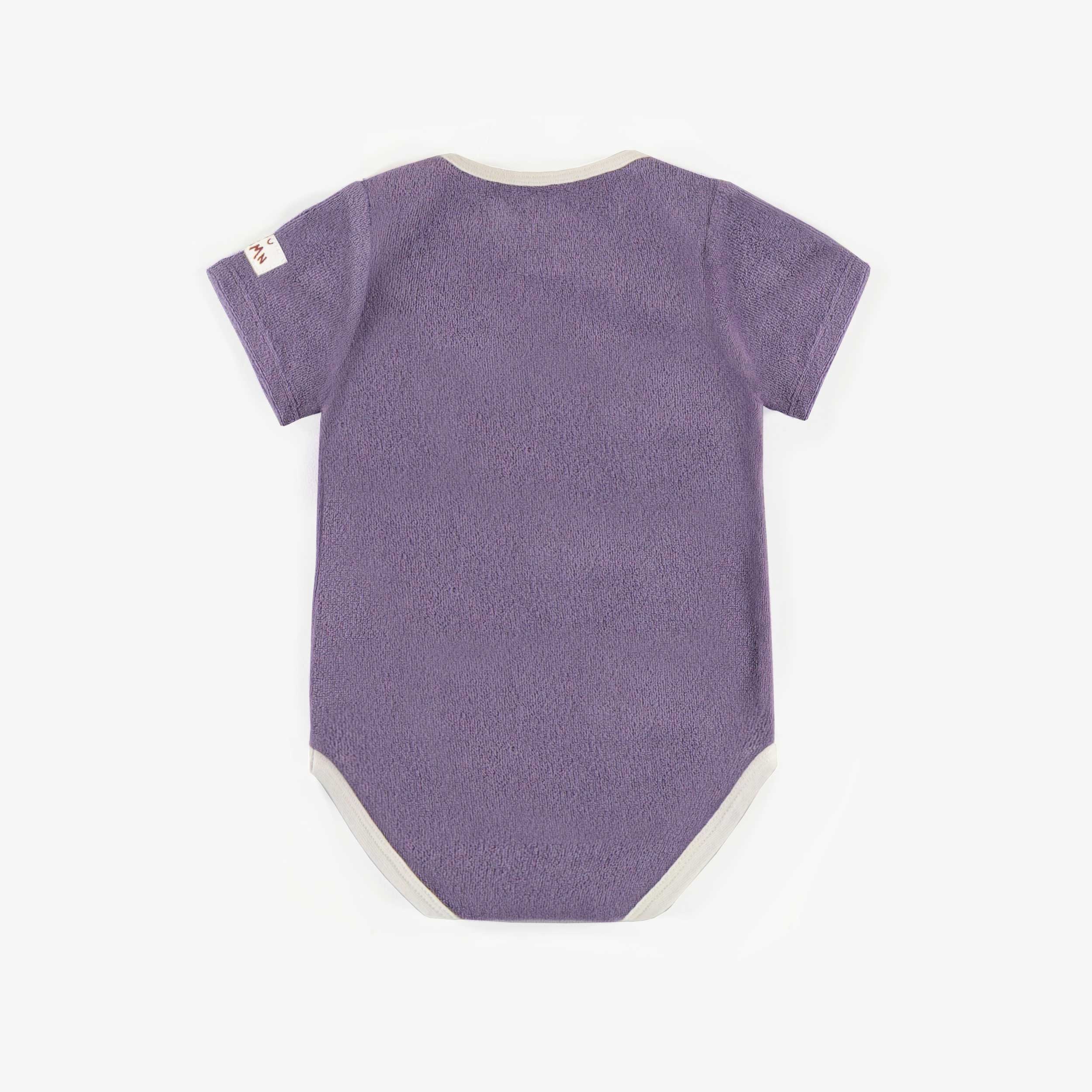 Purple bodysuit in terry, baby