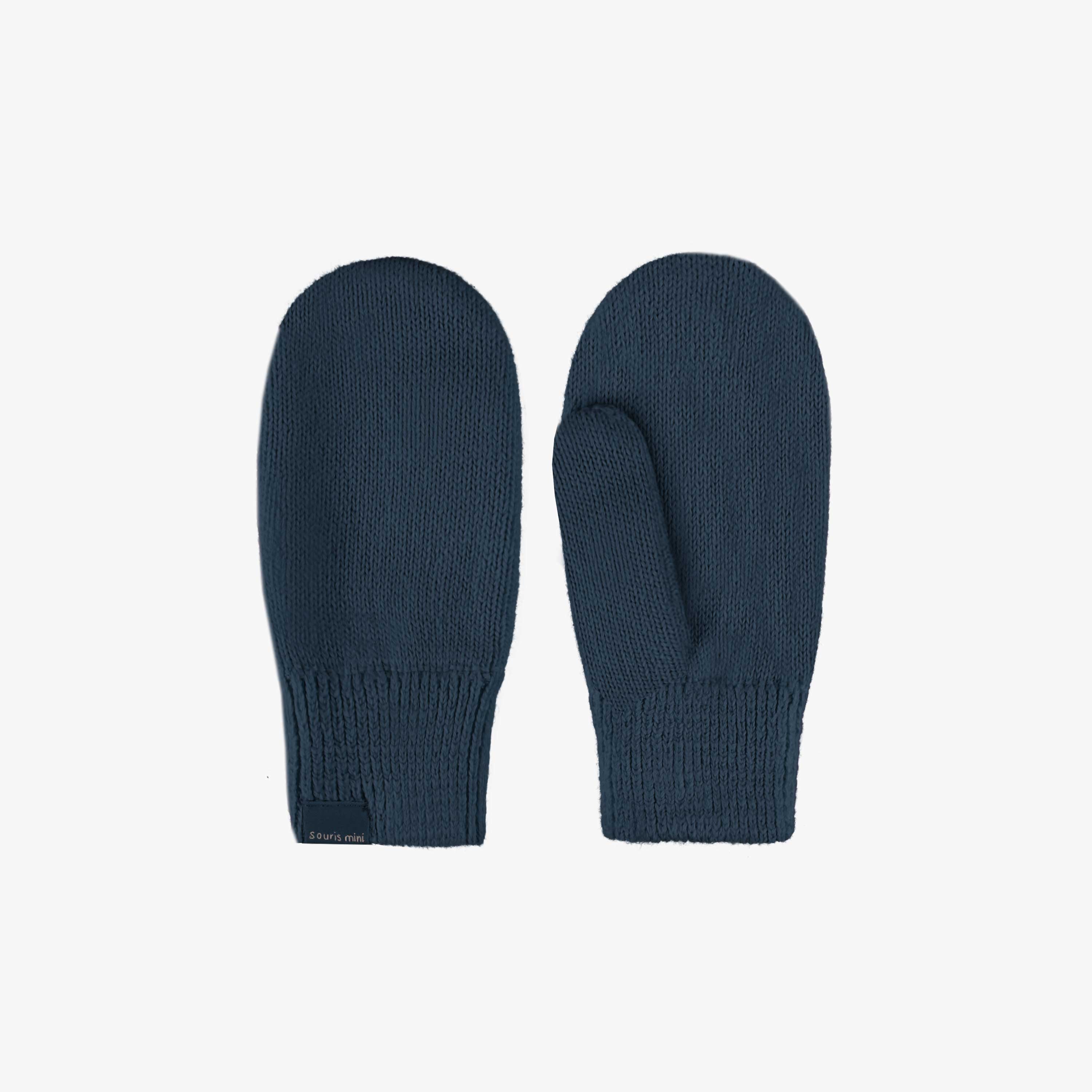 Mitaines bleu marine en tricot, enfant - Souris Mini
