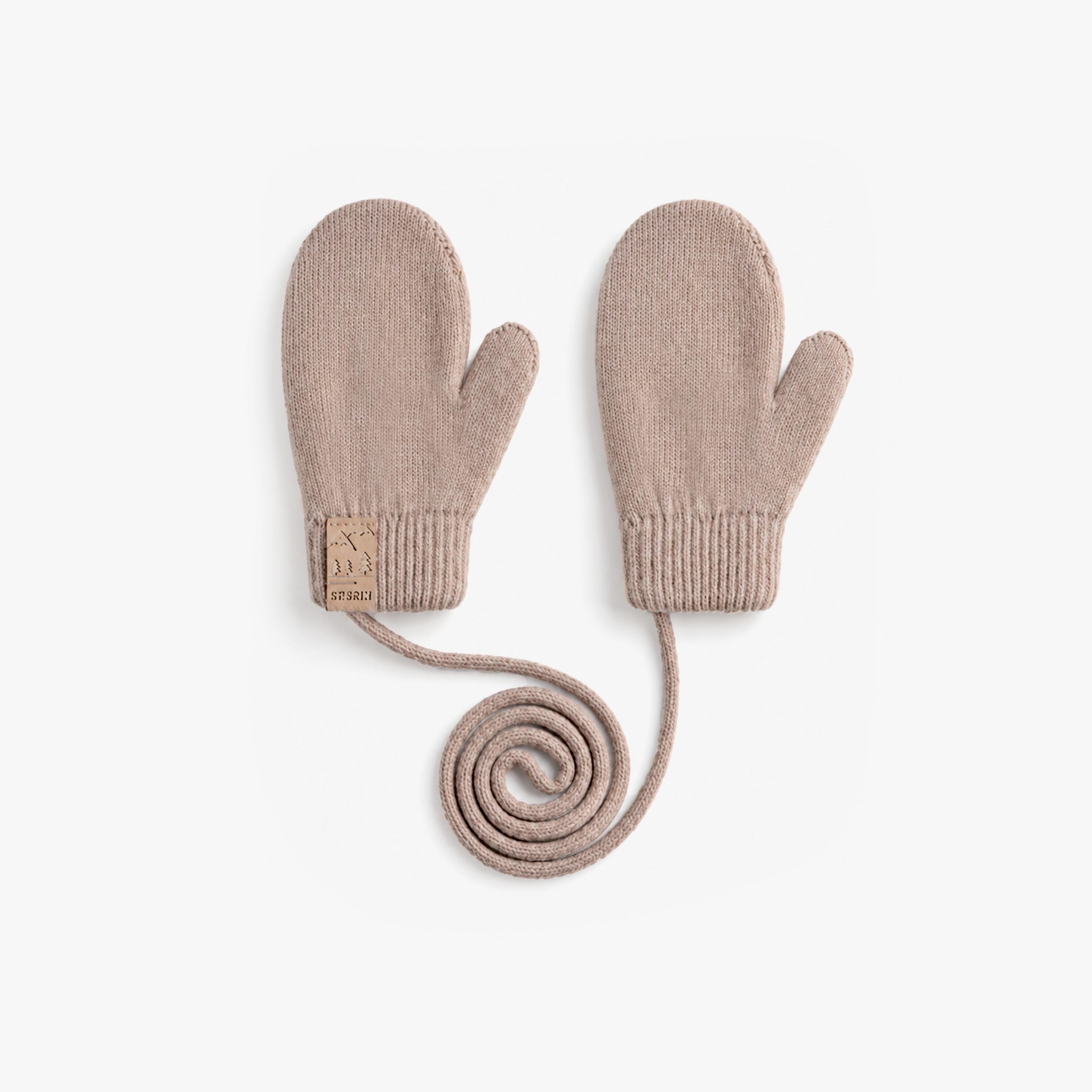 Mitaines beiges en tricot pour bébé Souris Mini
