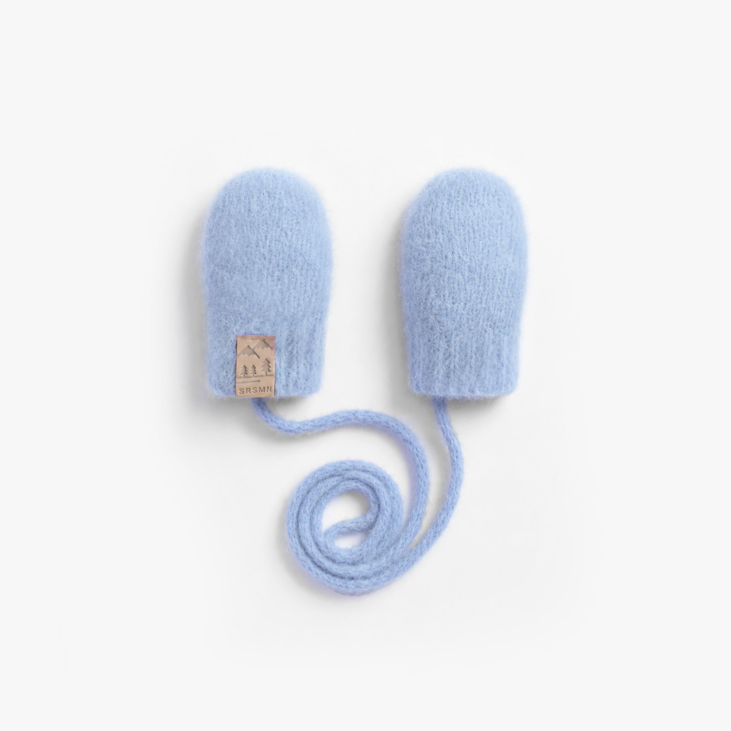 Mitaines bleu pâle en tricot duveteux, bébé - Souris Mini