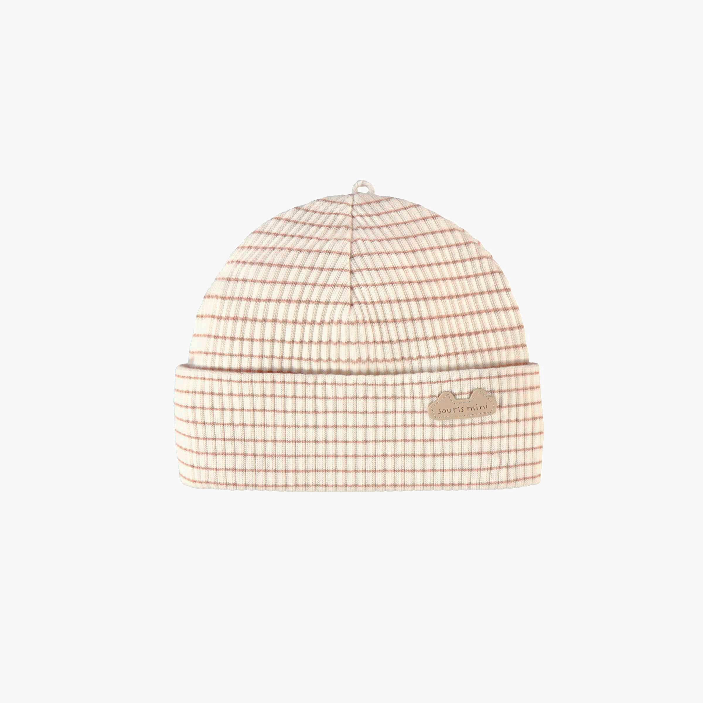 Bonnet rayé du coffret cadeau crème et beige « Le Premium » (14 pièces), naissance