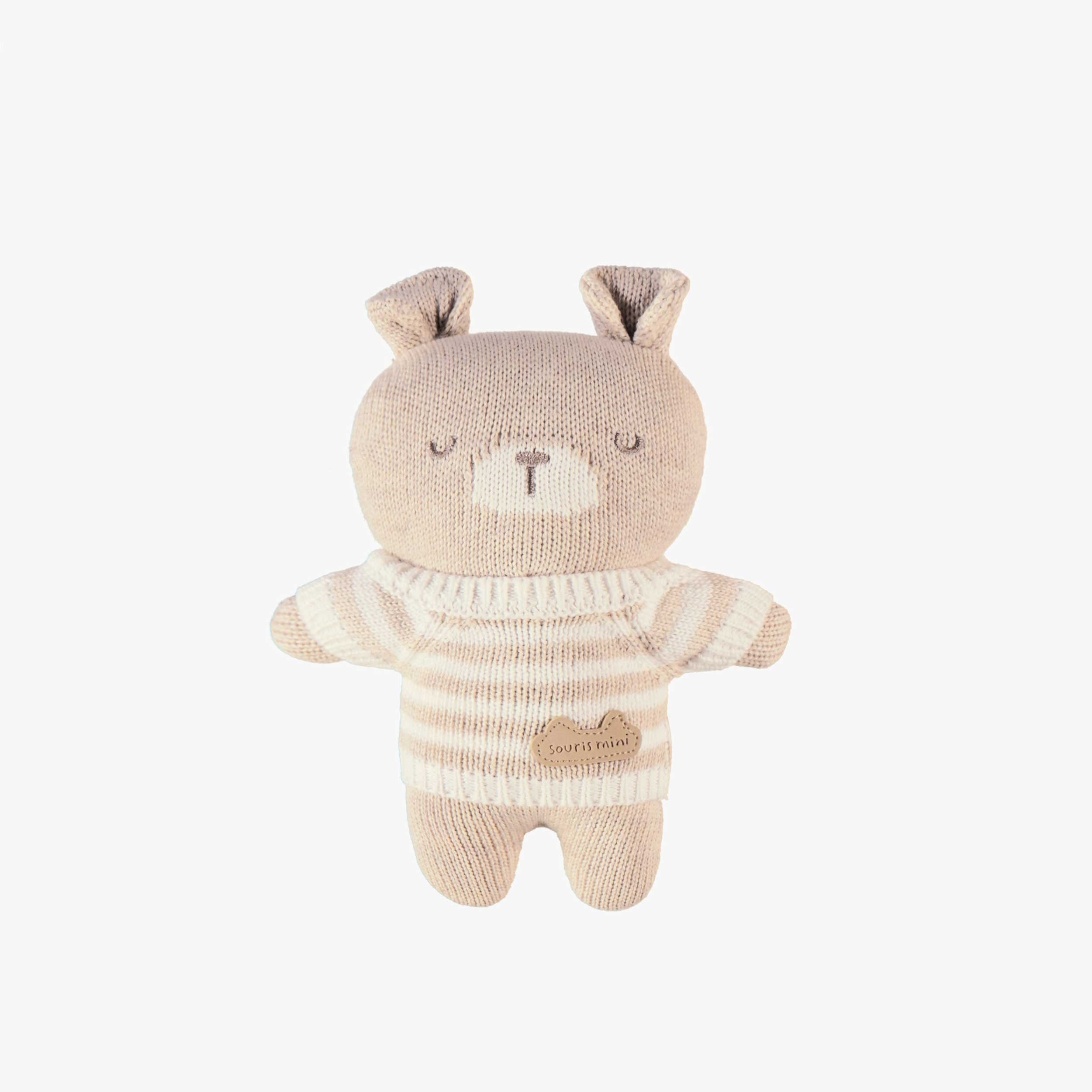 Peluche beige en tricot, naissance