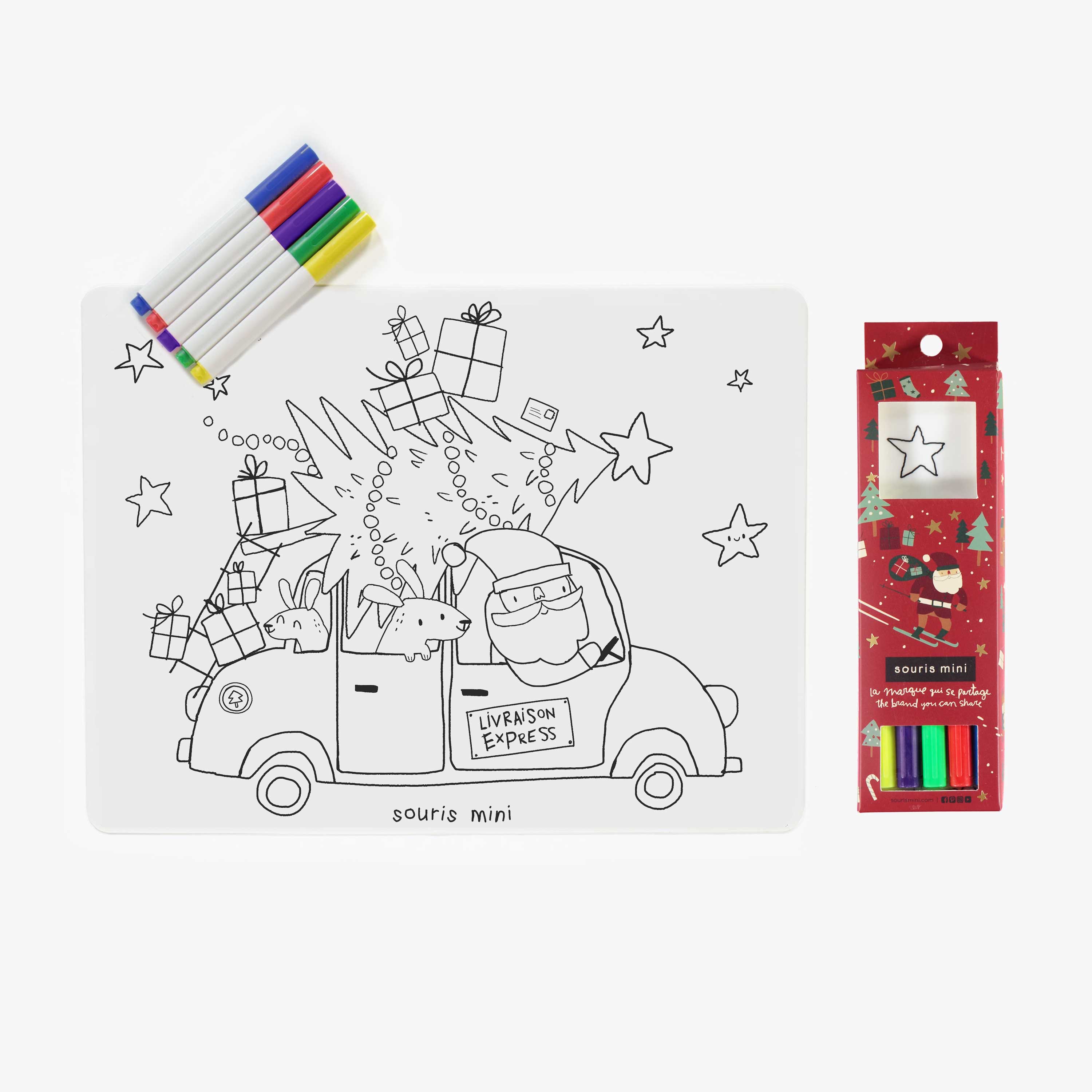 Napperon à colorier des Fêtes en silicone, enfant - Souris Mini