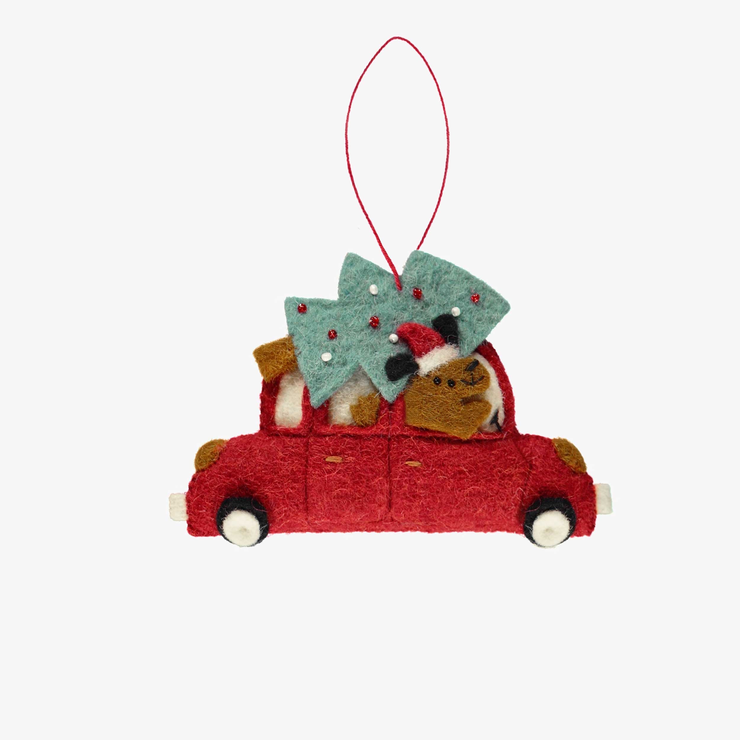 Ornement des Fêtes en feutre - Voiture - Souris Mini