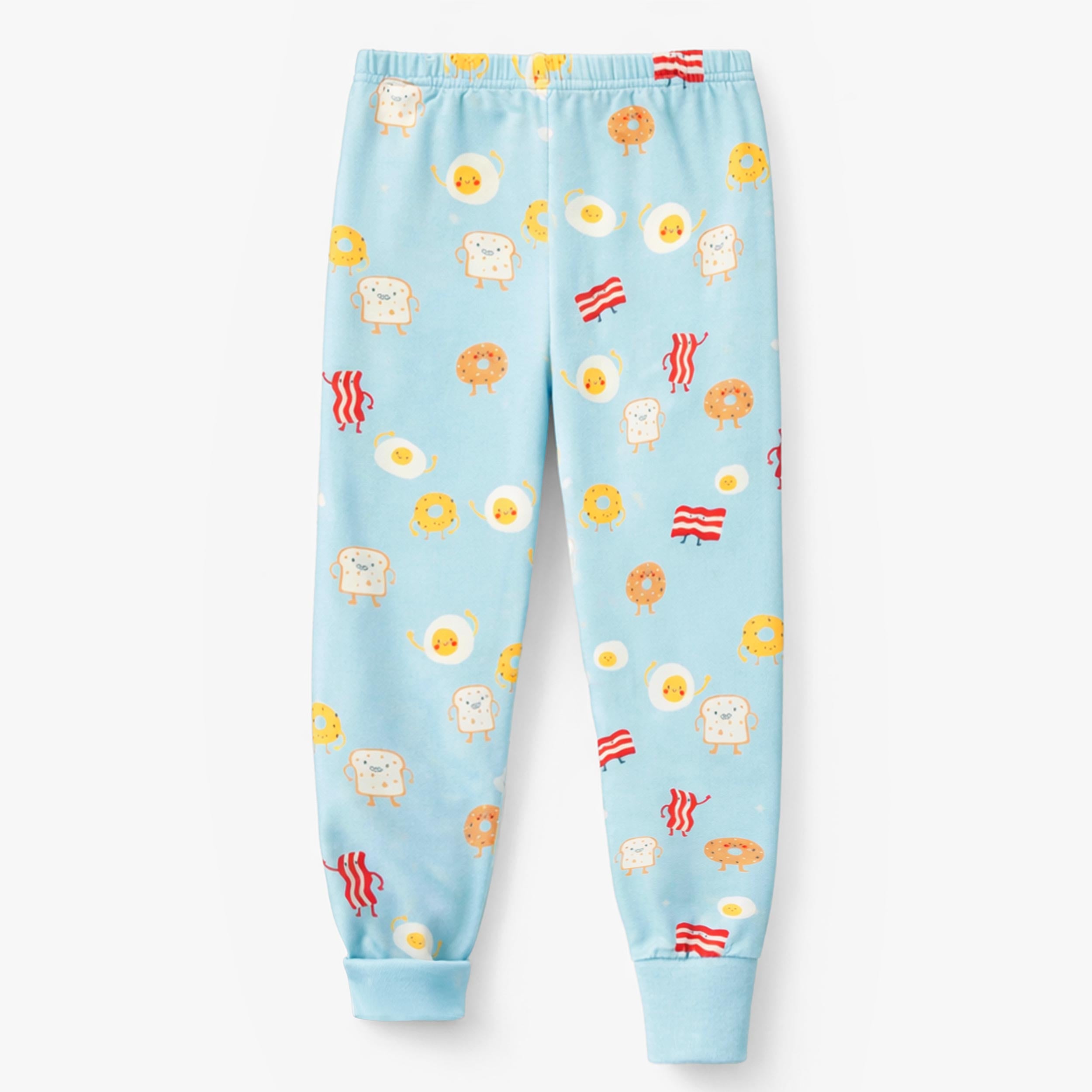 Pantalon du pyjama deux pièces bleu à motifs de déjeuner, enfant 