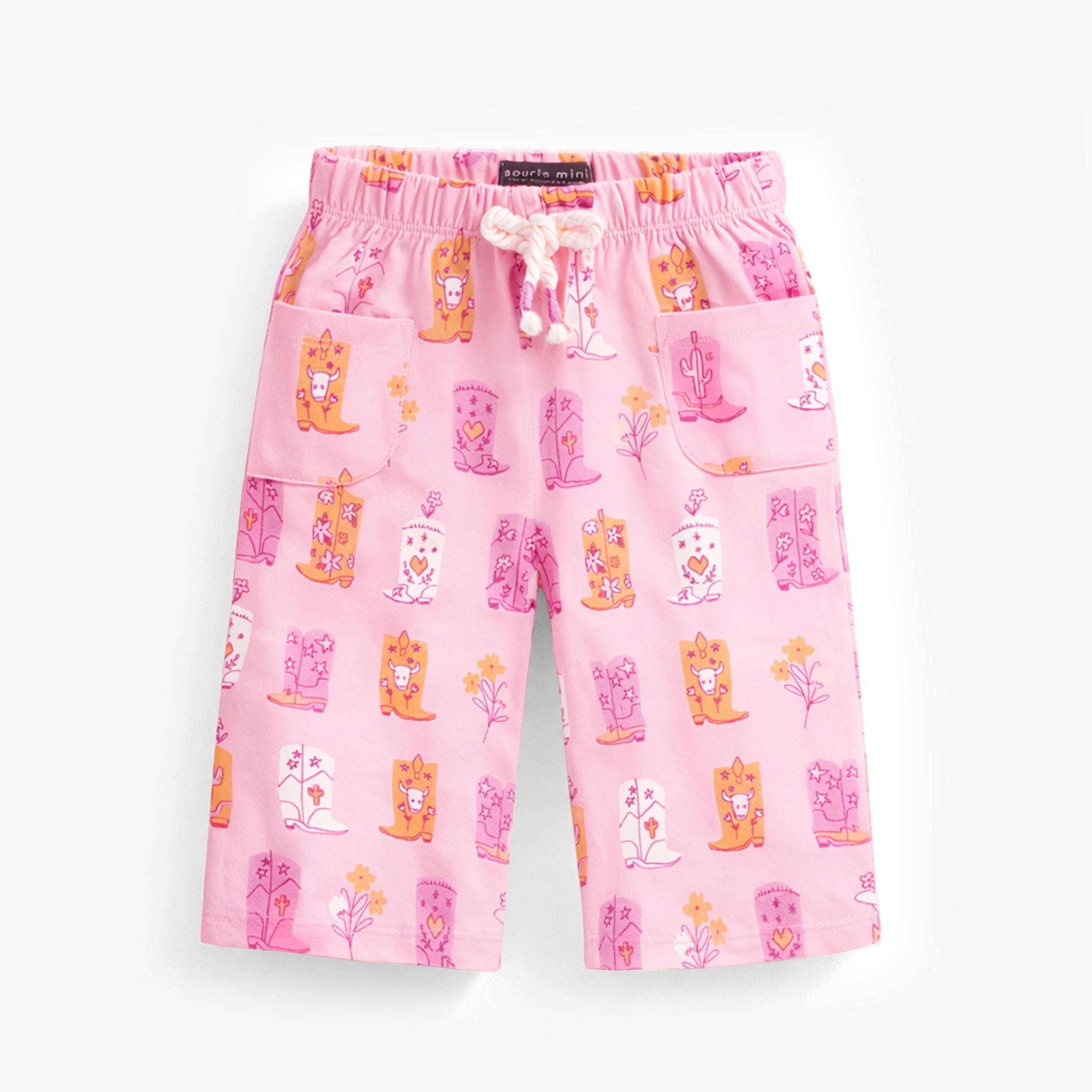 Pantalon rose à motifs bottes de cowboy, bébé - Souris Mini