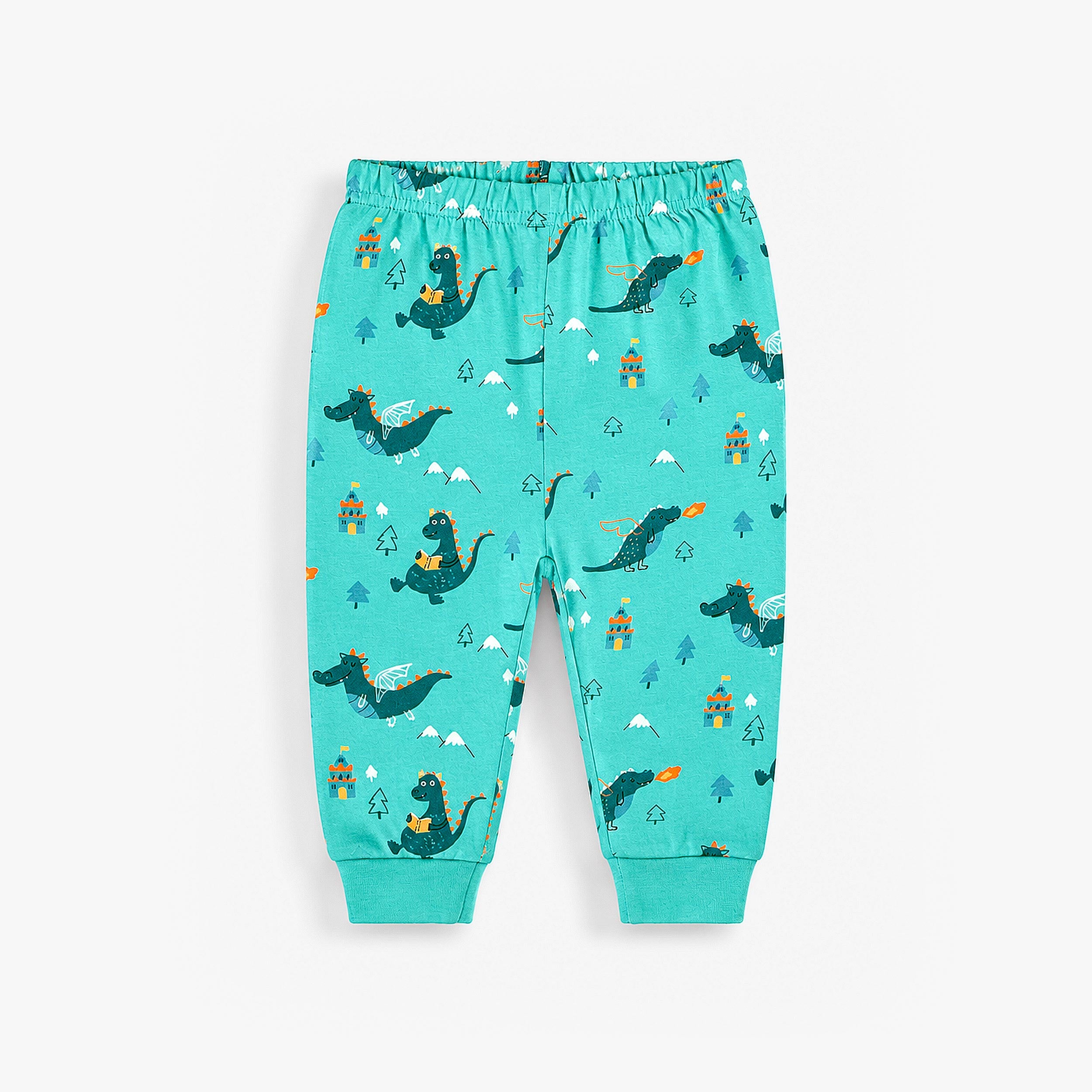 Pantalon du pyjama deux pièces turquoise à imprimé de dragons, bébé 