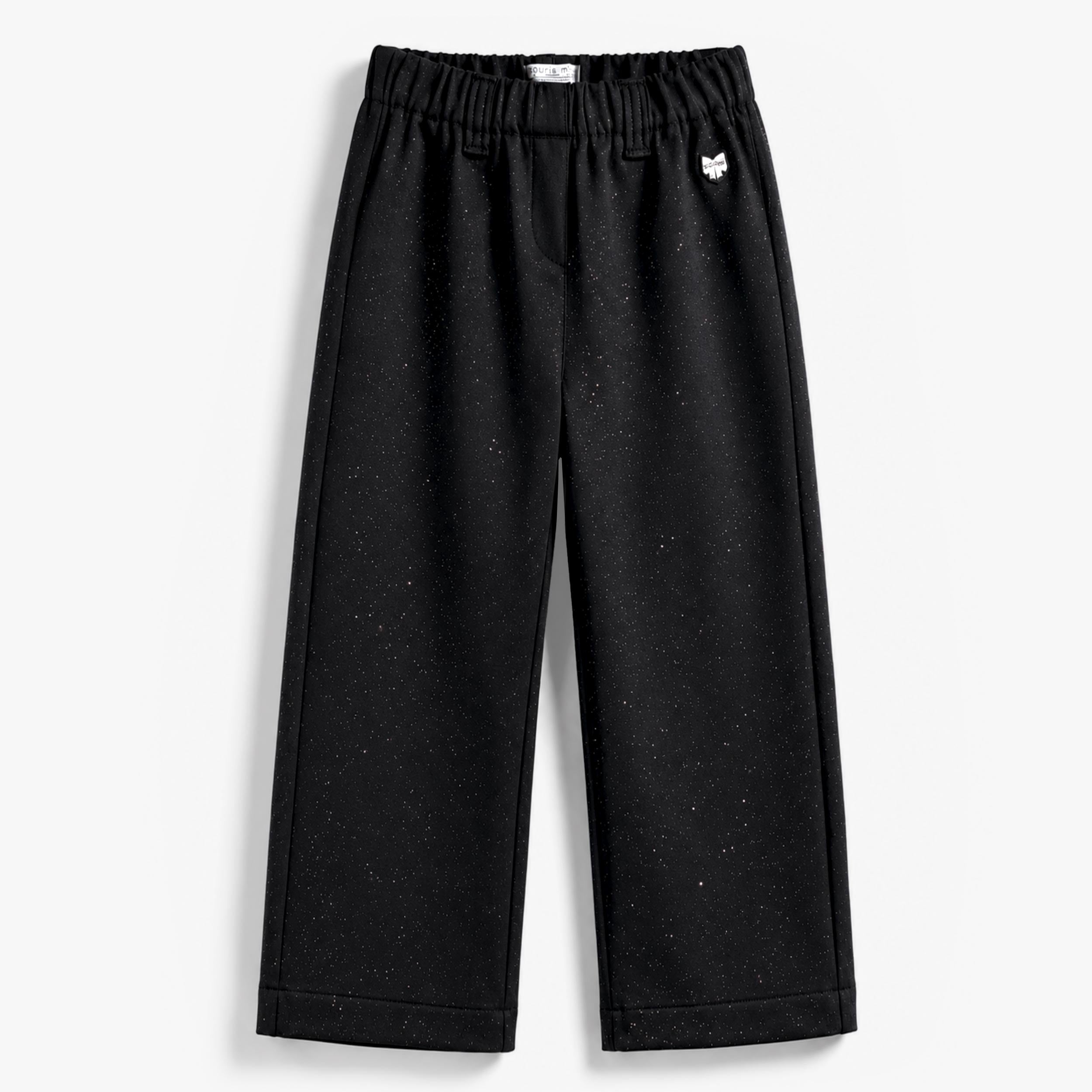 Pantalon noir brillant à jambe large, enfant fille - Souris Mini