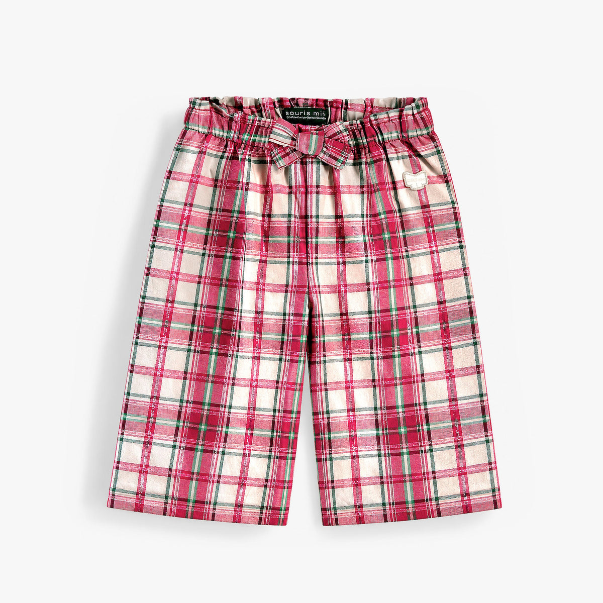 Pantalon rose et vert à carreaux en flanelle, bébé fille - Souris Mini