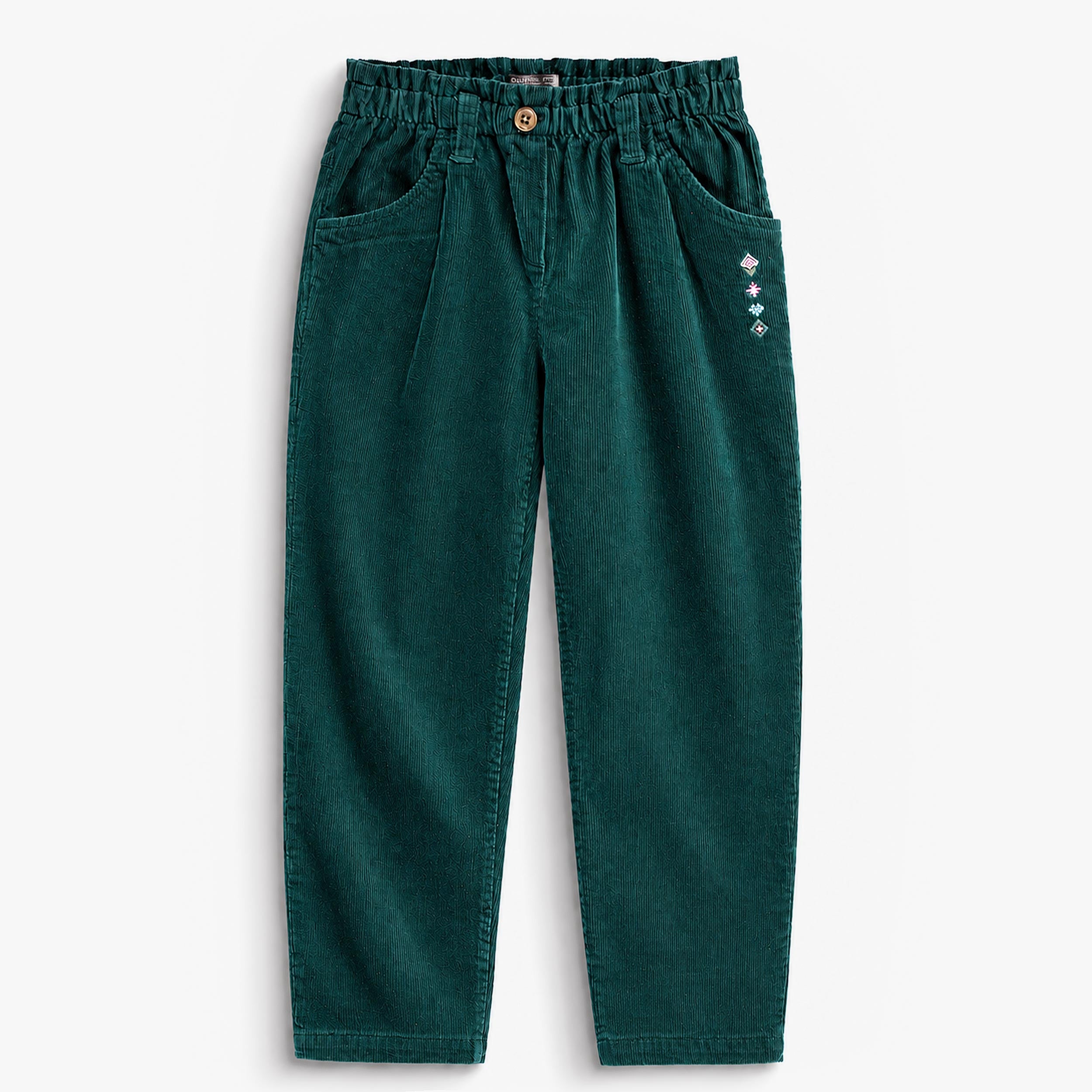 Pantalon turquoise en velours côtelé, enfant fille - Souris Mini
