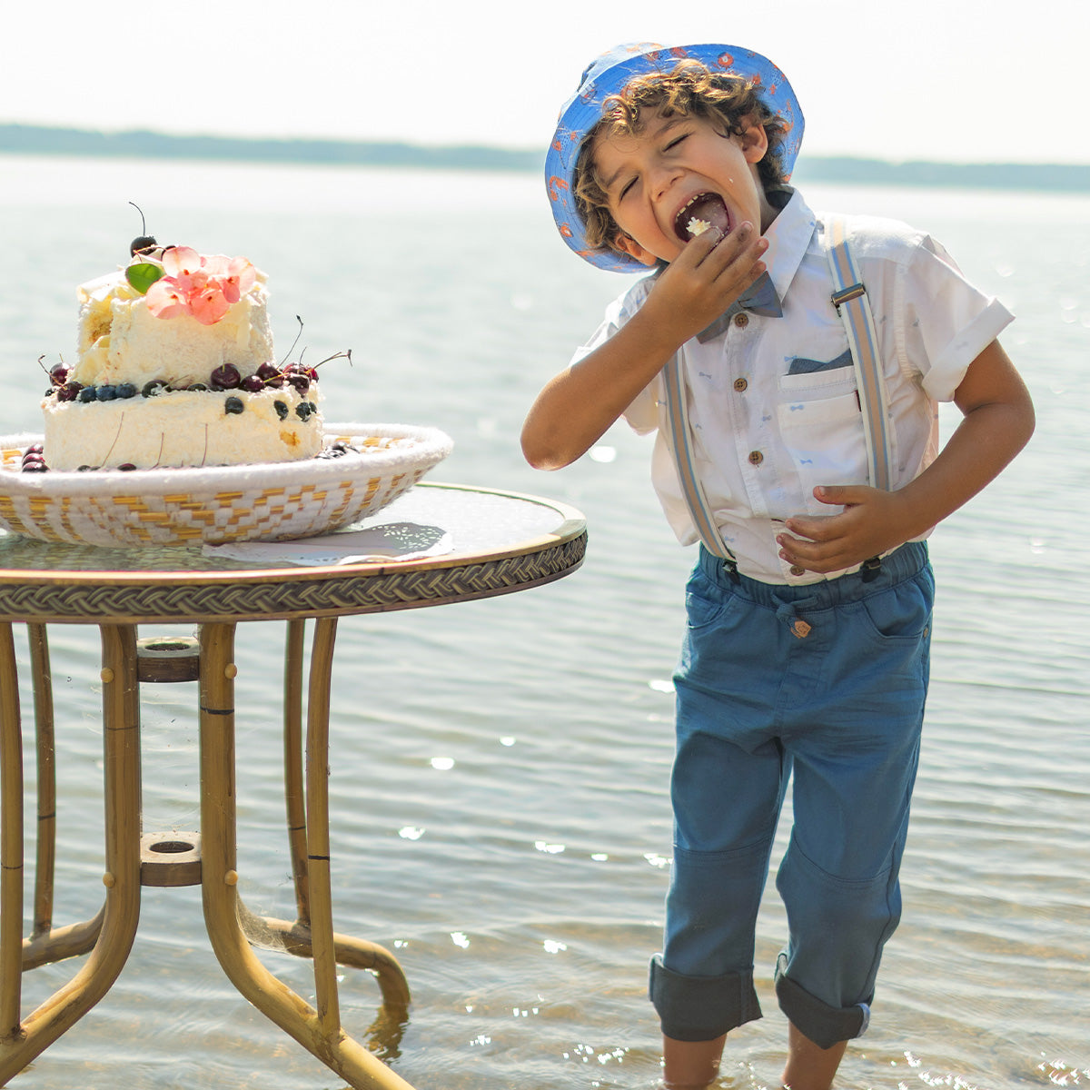 Jean bleu foncé taille élastique, enfant