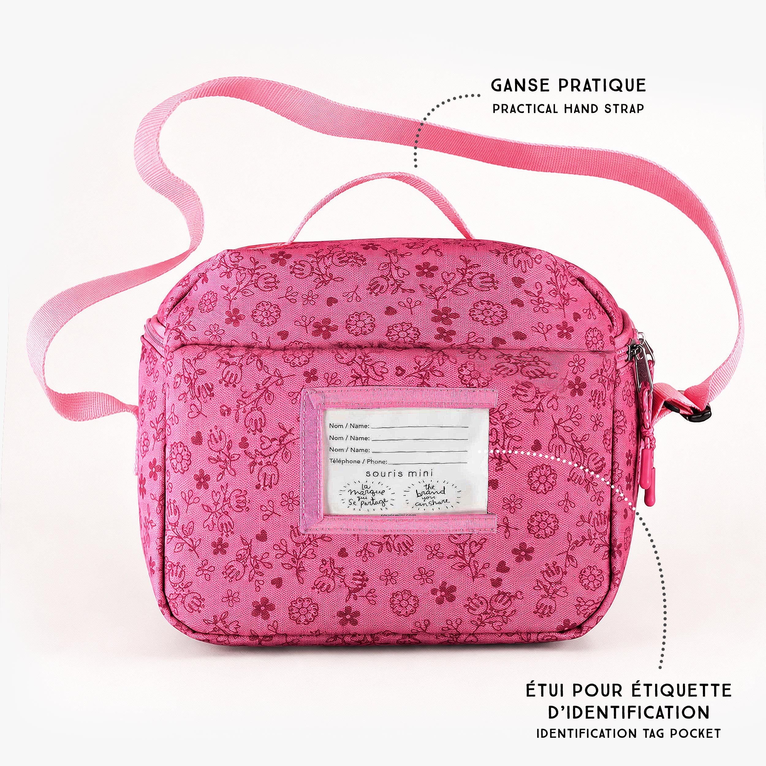 Sac à lunch isotherme rose à imprimé floral