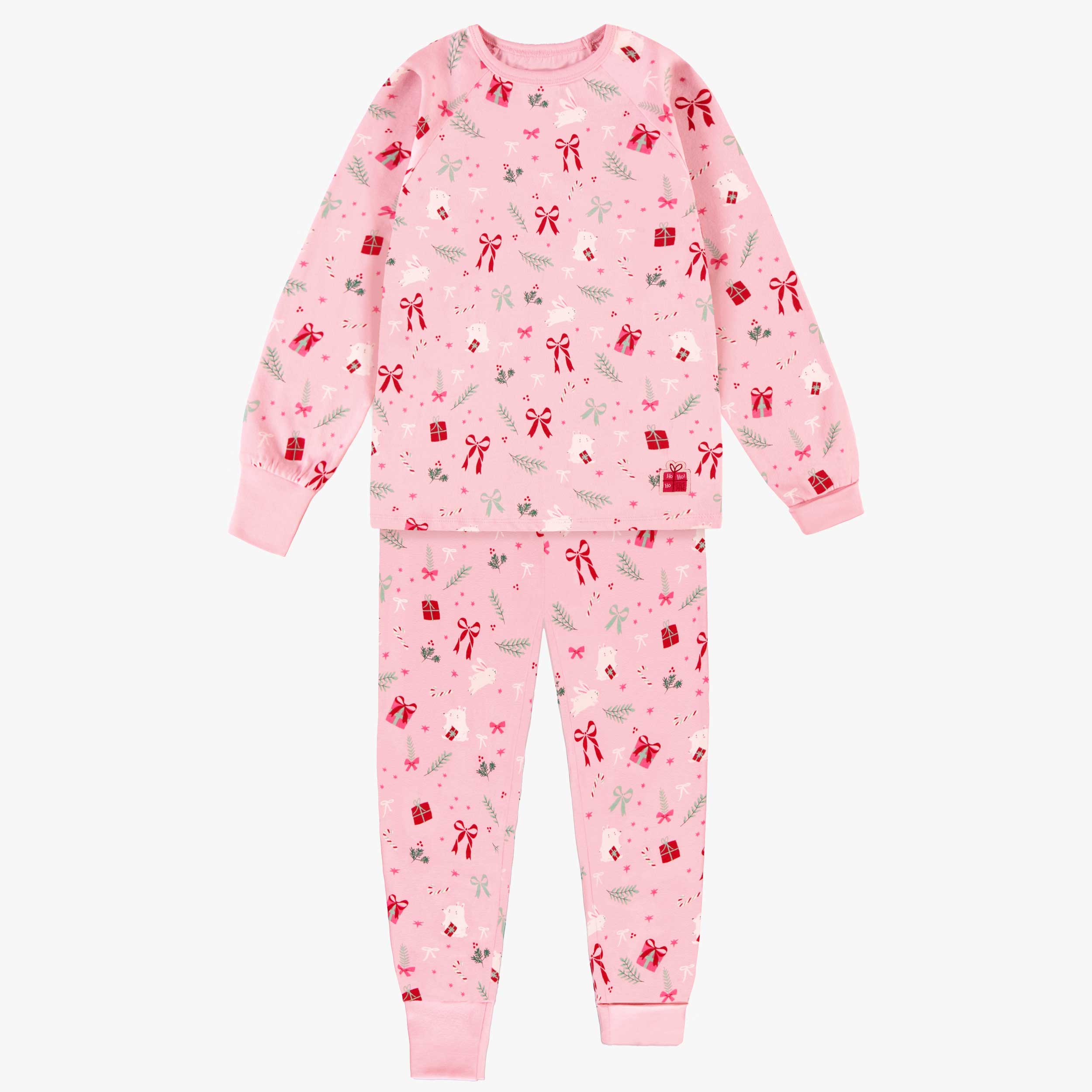 Pyjama deux pièces rose à motifs des Fêtes, enfant - Souris Mini