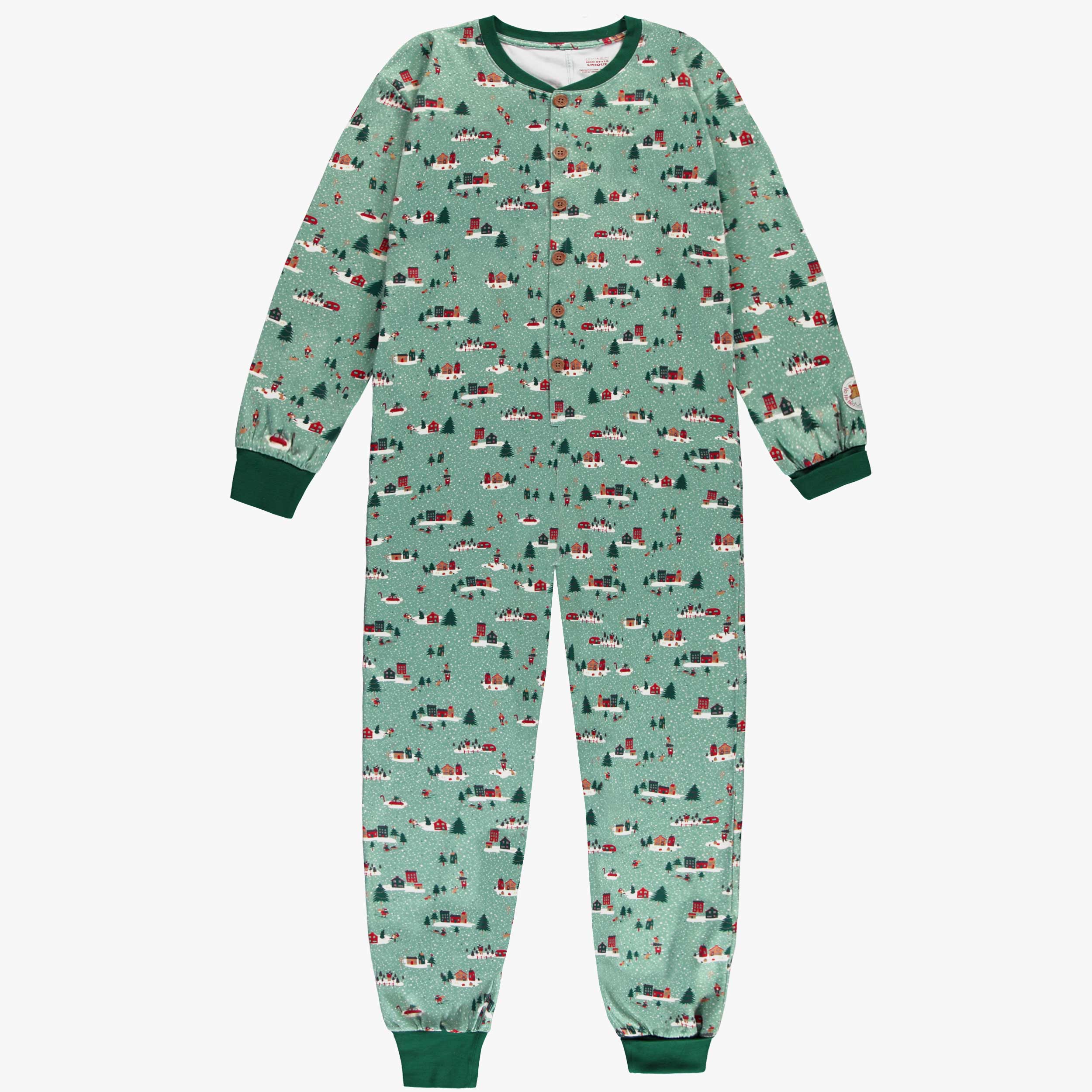 Pyjama une pièce vert à motifs des Fêtes, adulte - Souris Mini
