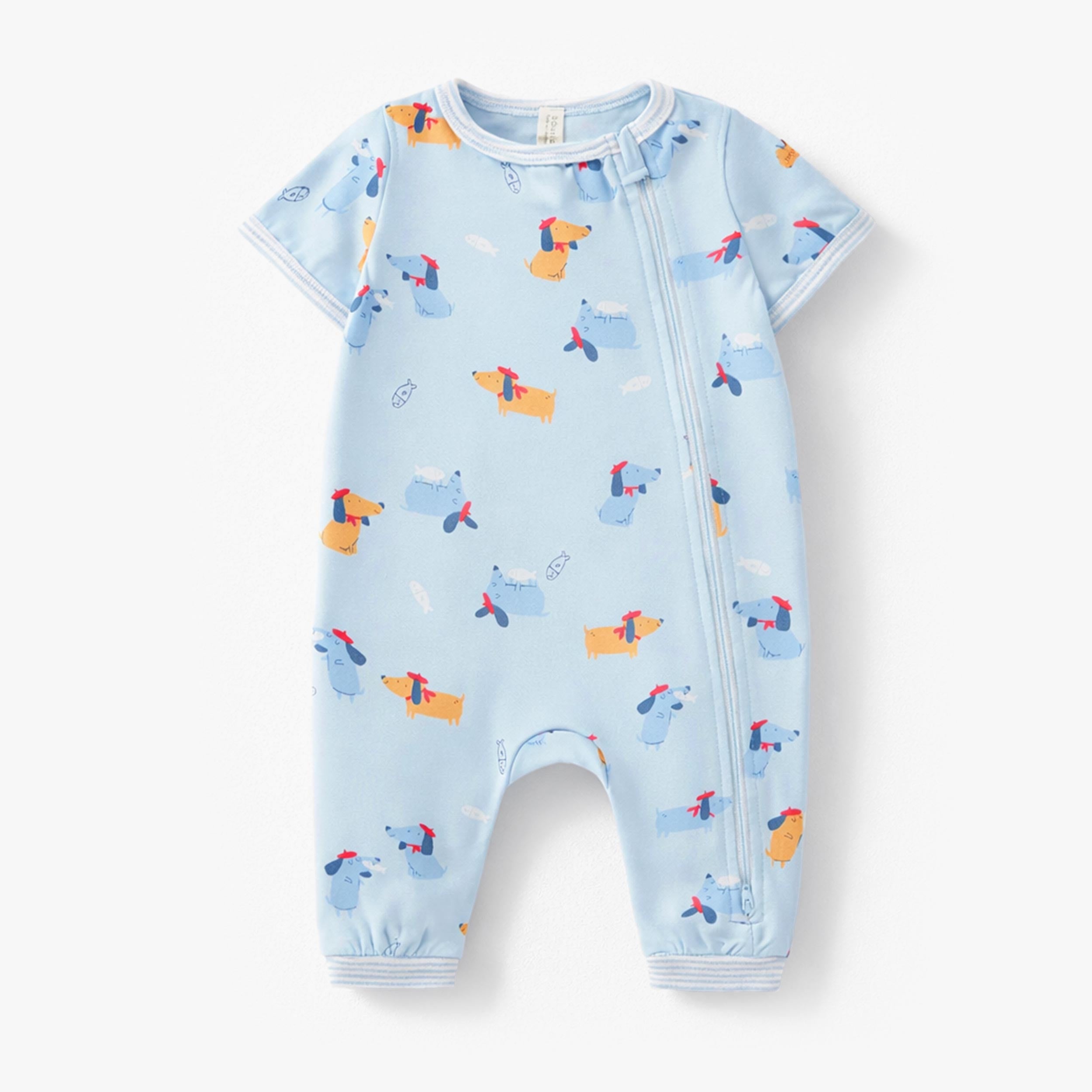 Pyjama une pièce bleu à motifs de chiens, naissance - Souris Mini