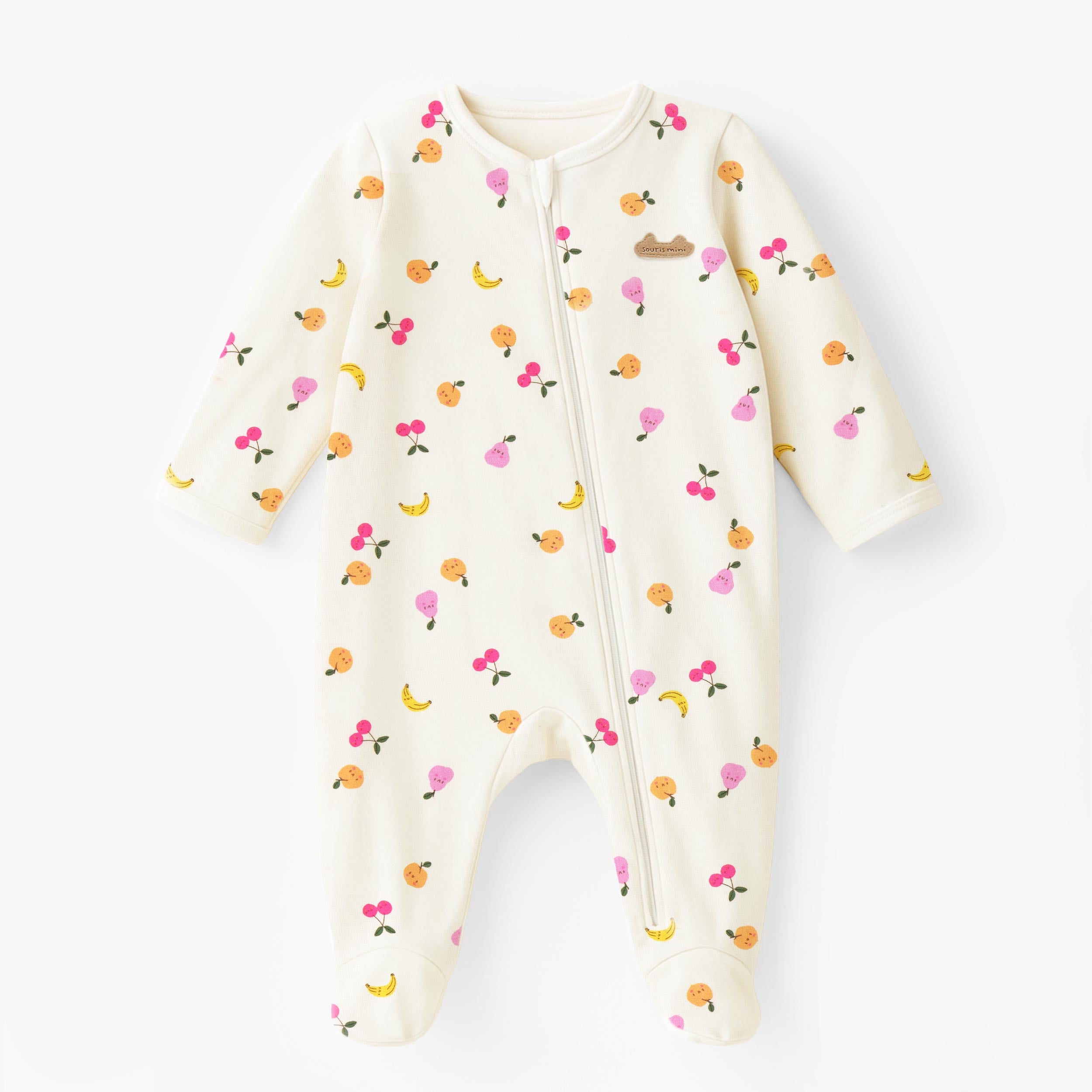 Pyjama une pièce crème à motifs fruités, naissance - Souris Mini