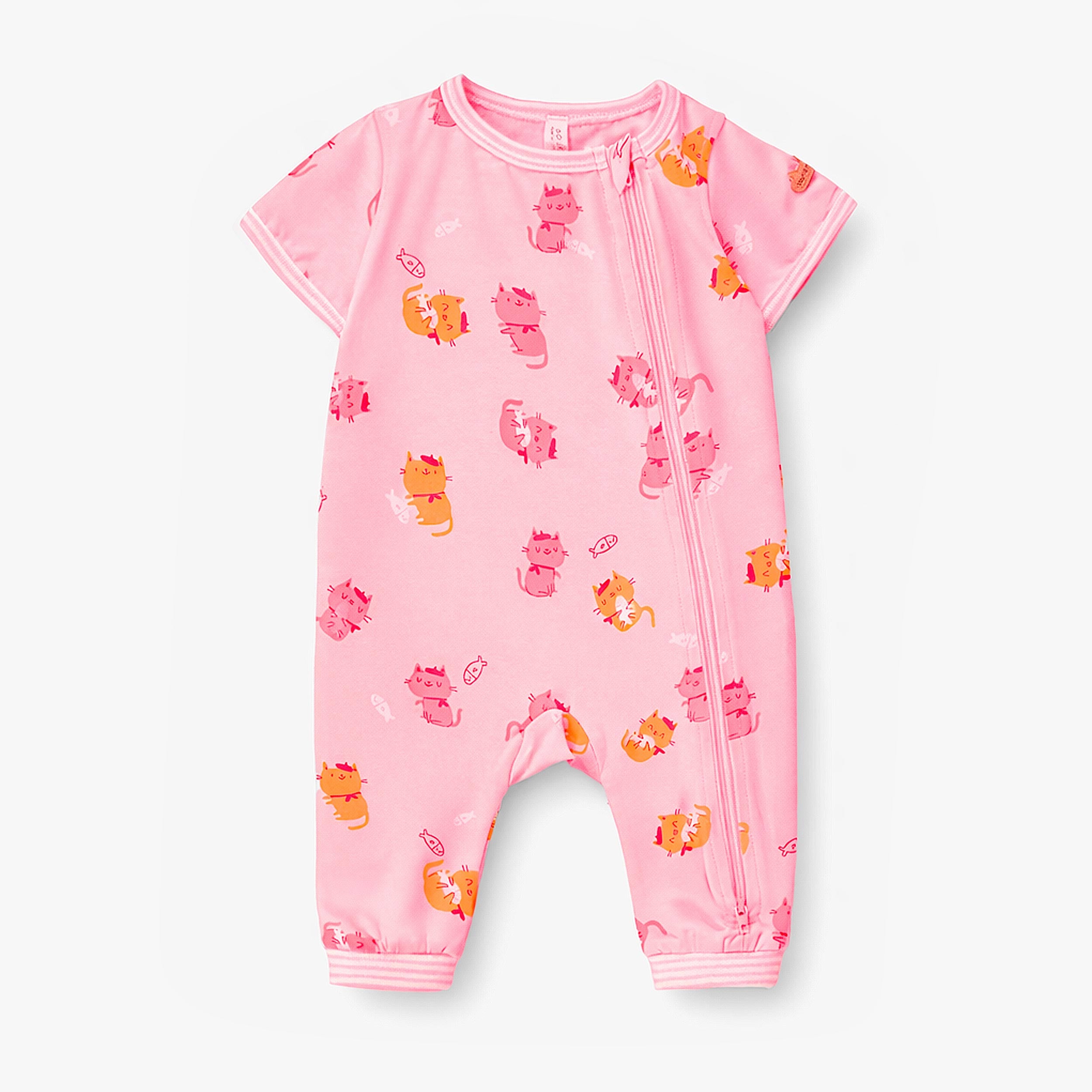 Pyjama une pièce rose à motifs de chats, naissance - Souris Mini