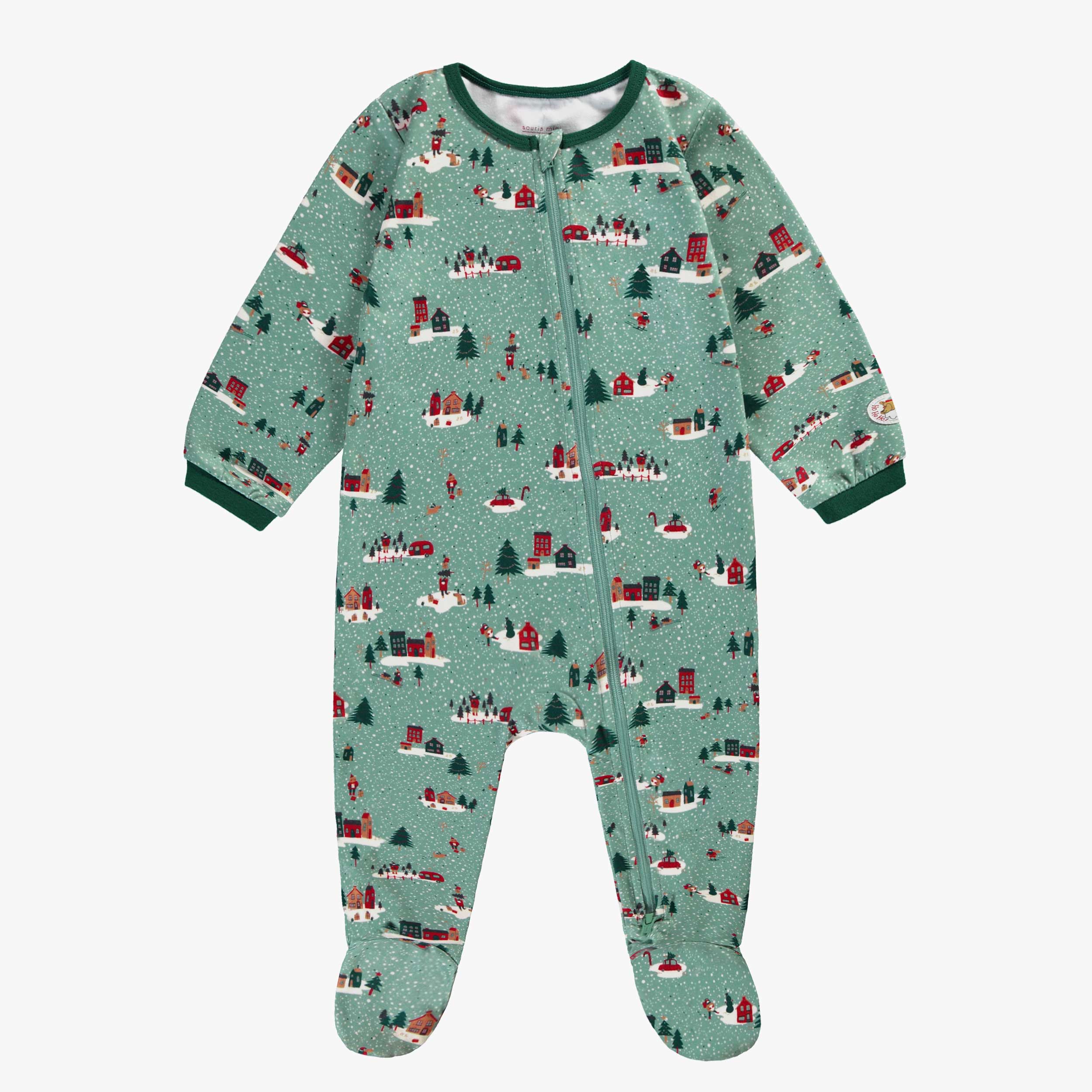 Pyjama une pièce vert à motifs des Fêtes, bébé - Souris Mini