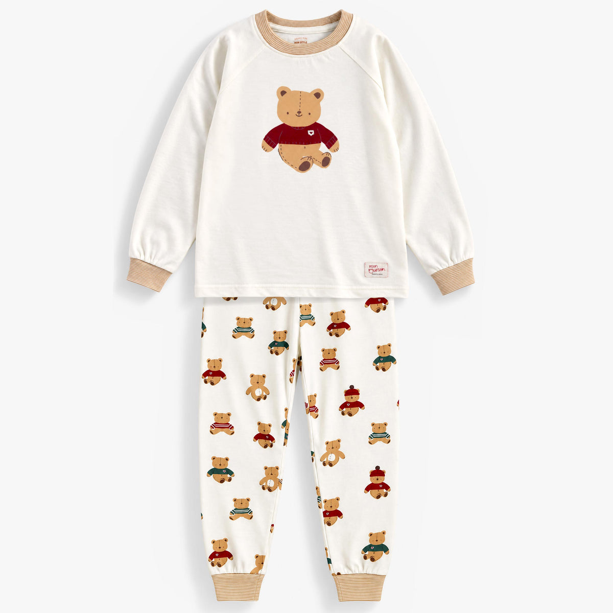 Pyjama deux pièces crème à motifs d’oursons, enfant - Souris Mini