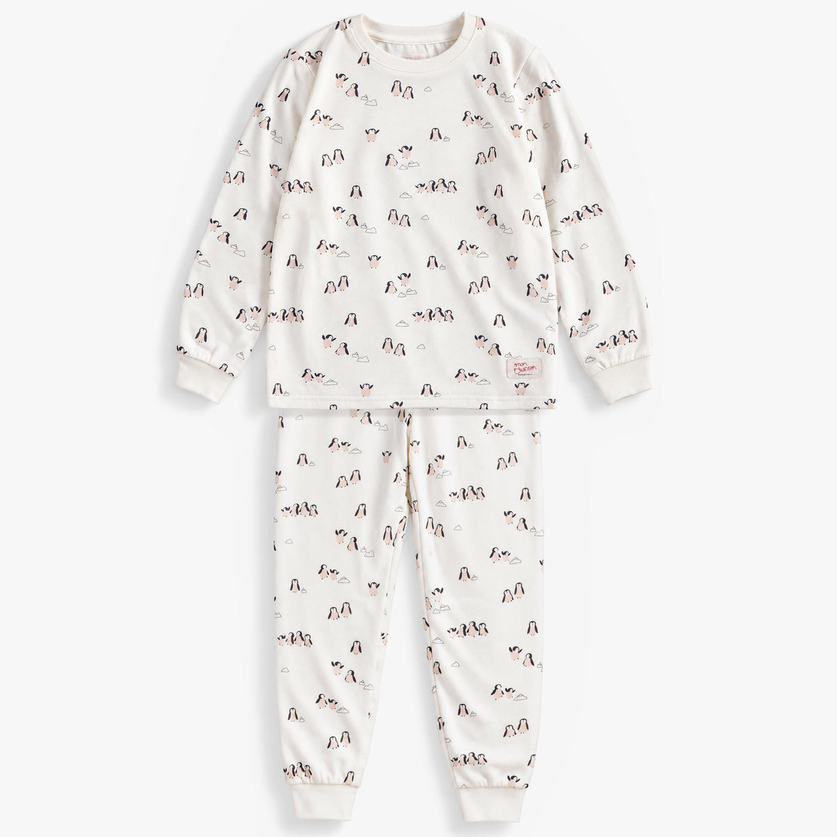 Pyjama deux pièces crème à motifs de pingouins, enfant - Souris Mini