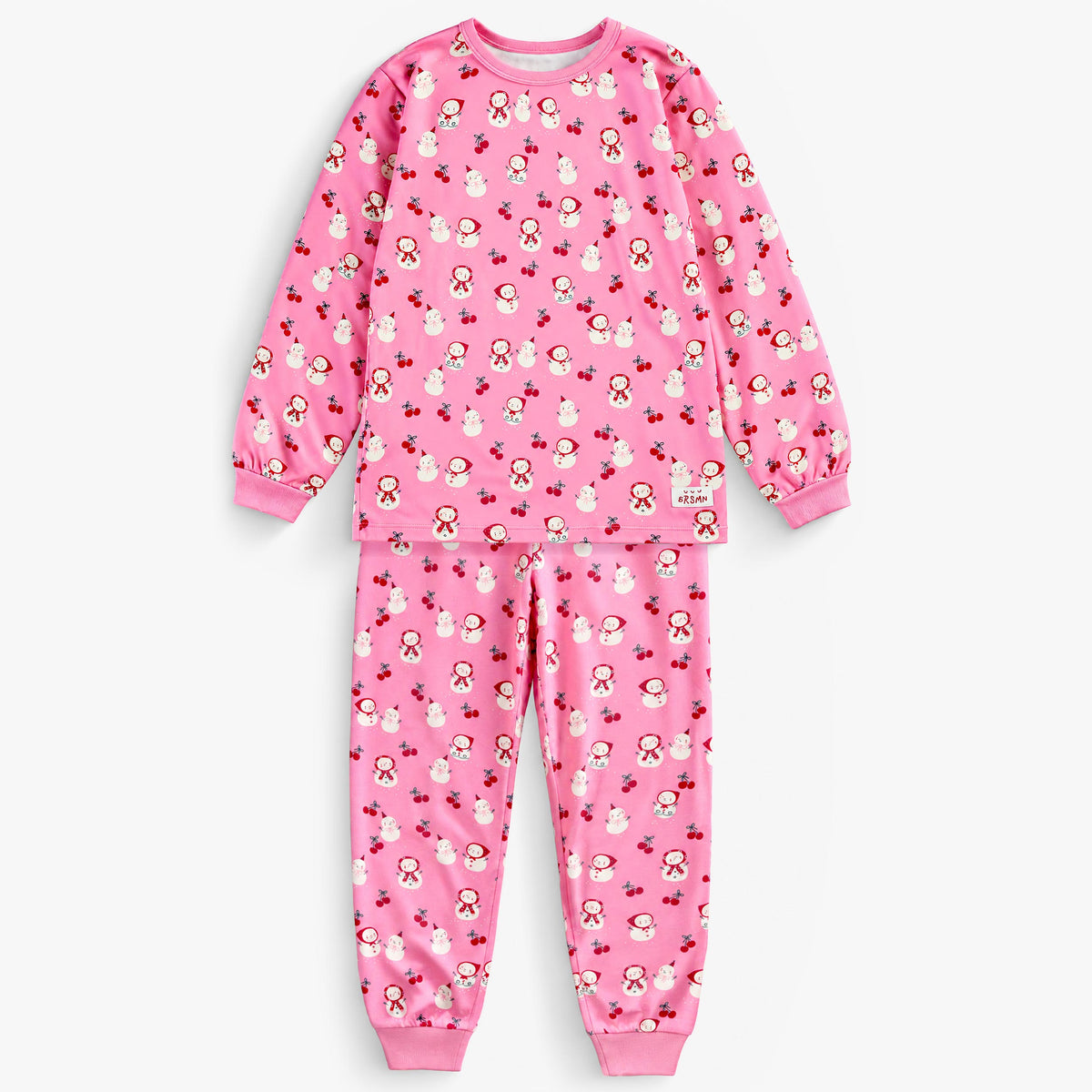 Pyjama deux pièces rose à motifs de bonshommes de neige, enfant fille - Souris Mini