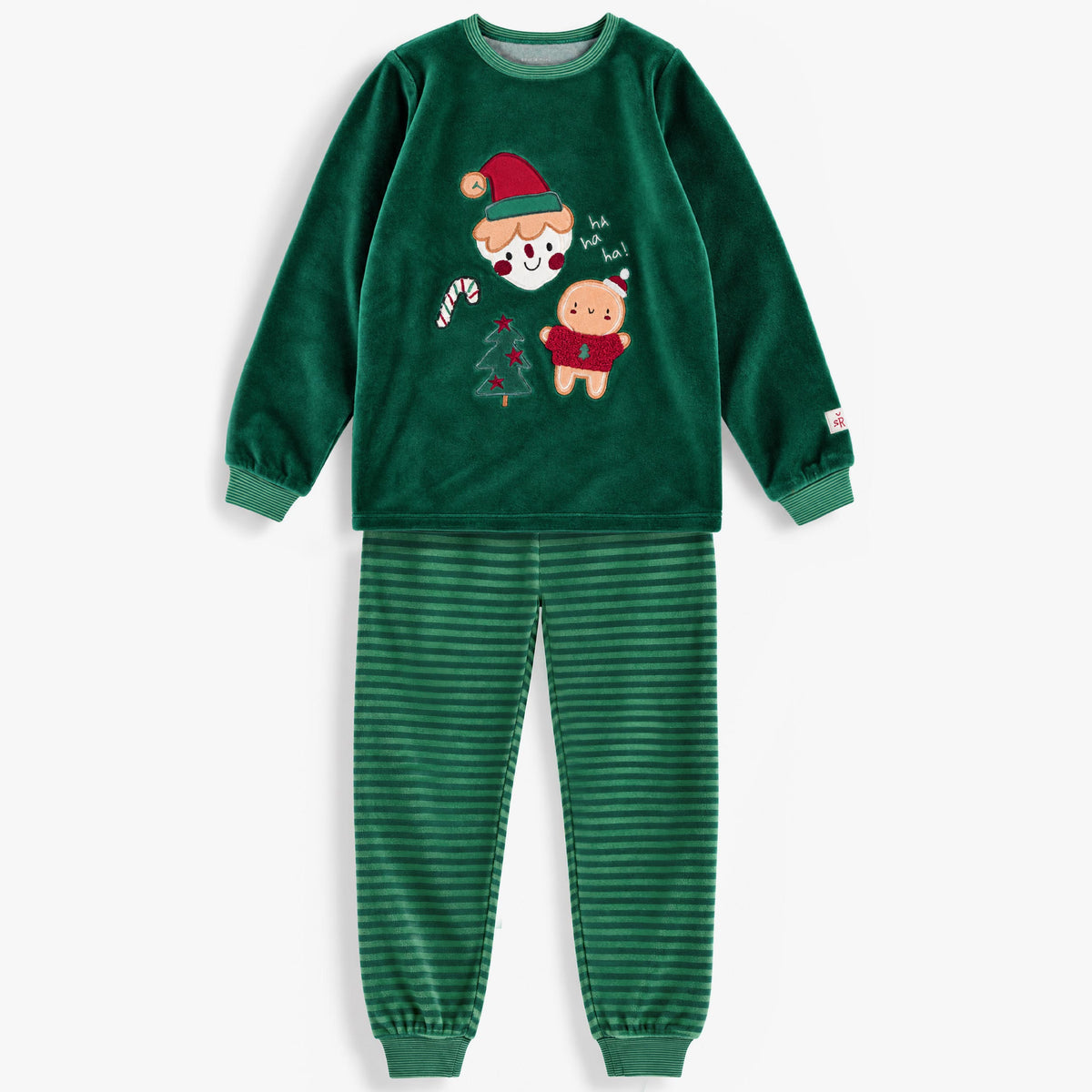 Pyjama deux pièces vert forêt en velours des Fêtes, enfant - Souris Mini