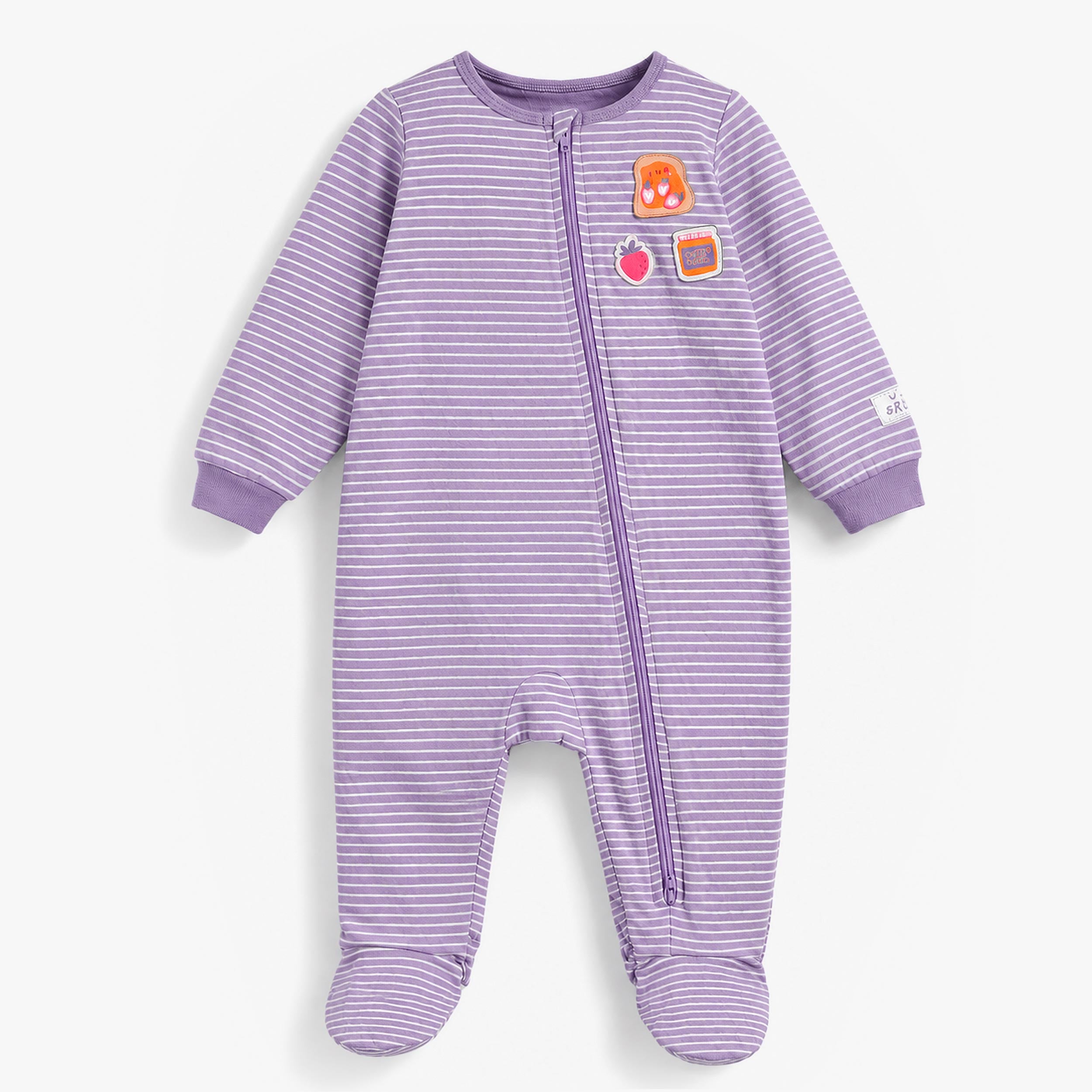 Pyjama une pièce mauve à rayures, bébé - Souris Mini