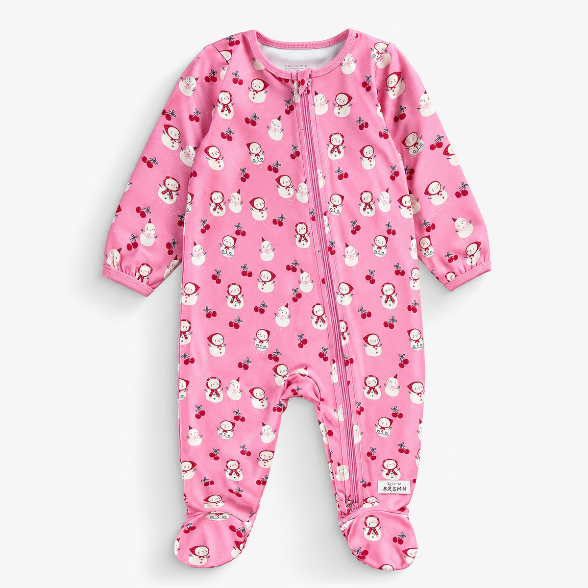 Pyjama une pièce rose à motifs de bonshommes de neige, bébé fille - Souris Mini