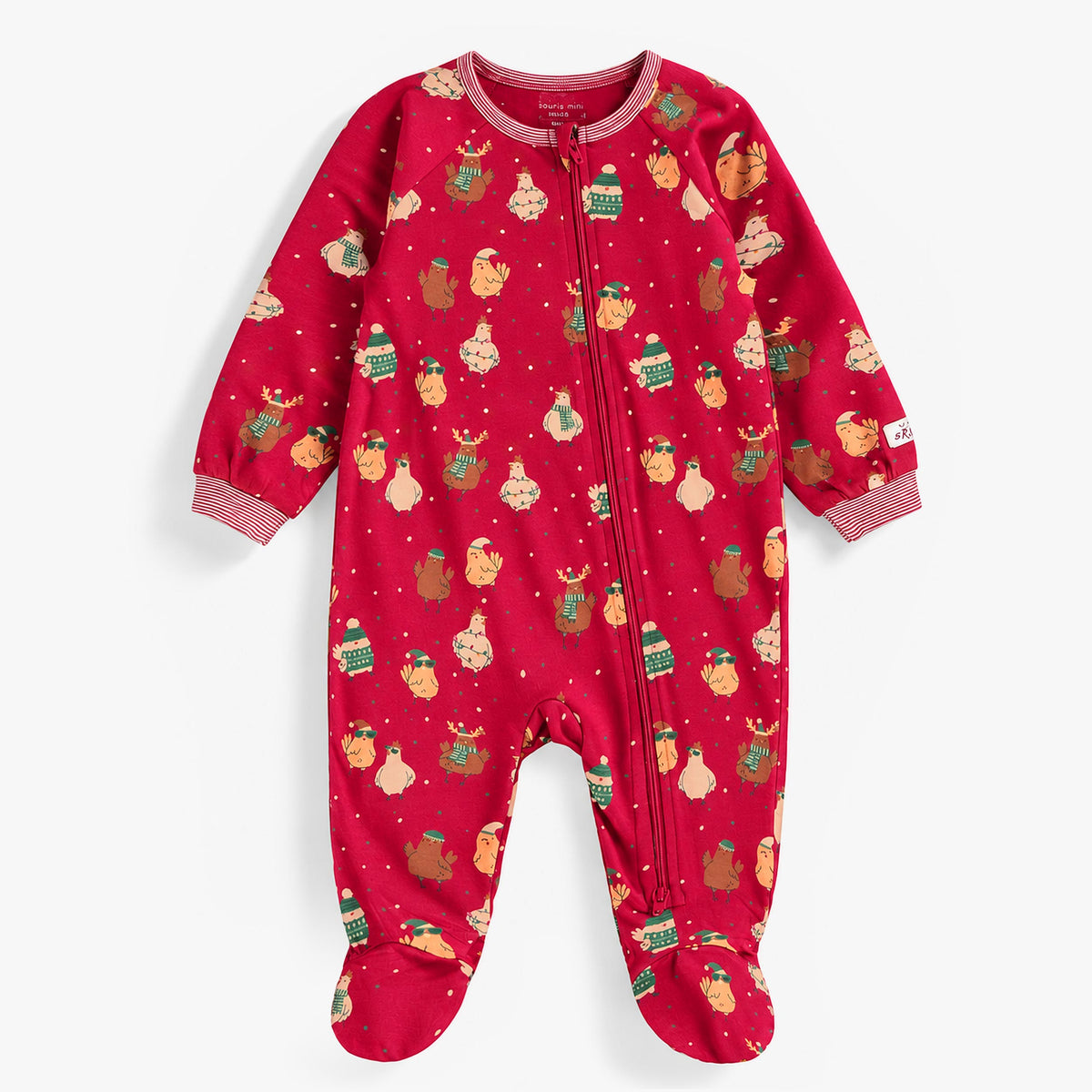 Pyjama une pièce rouge à motifs des Fêtes, bébé - Souris Mini