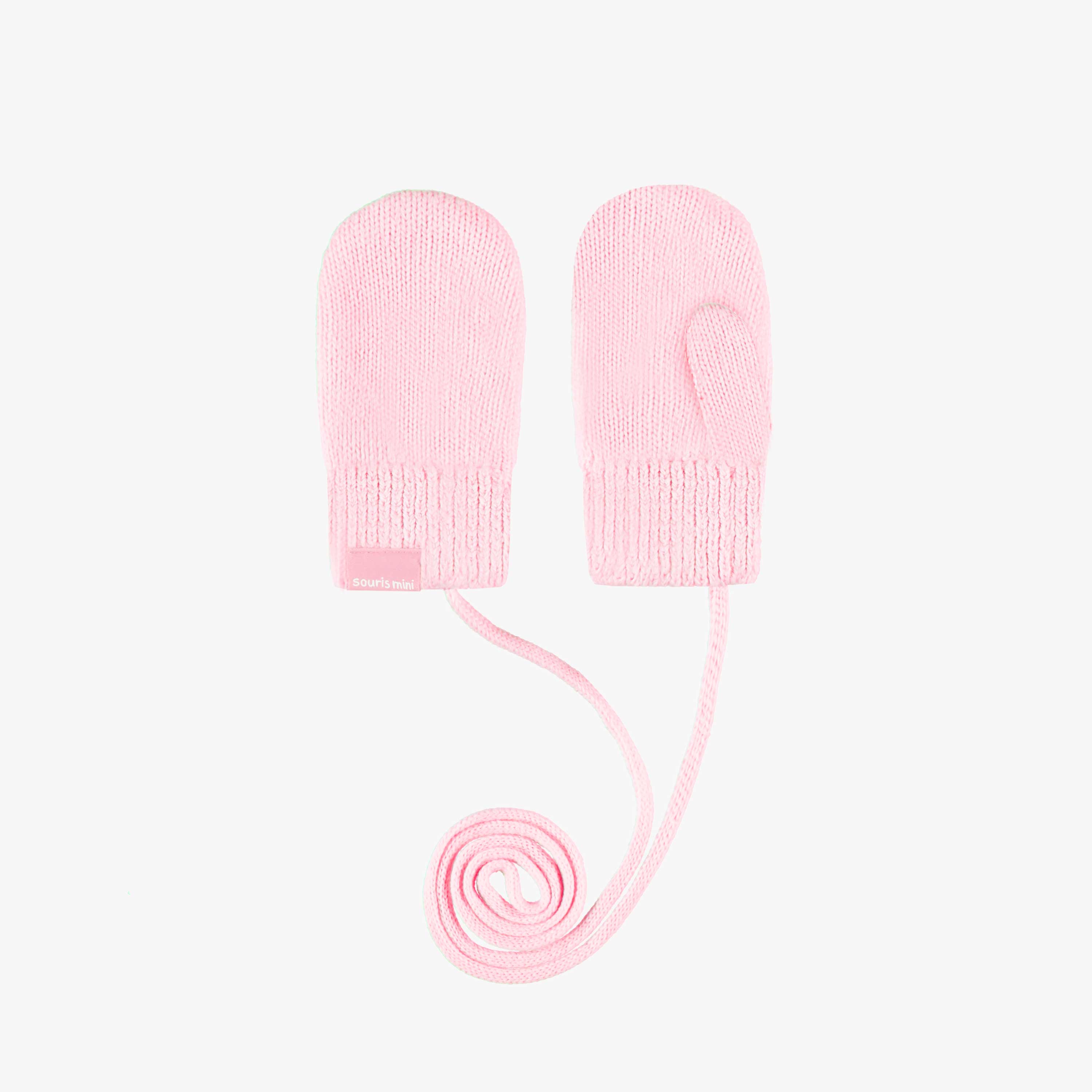 Revers de la mitaines rose scintillant en tricot, bébé