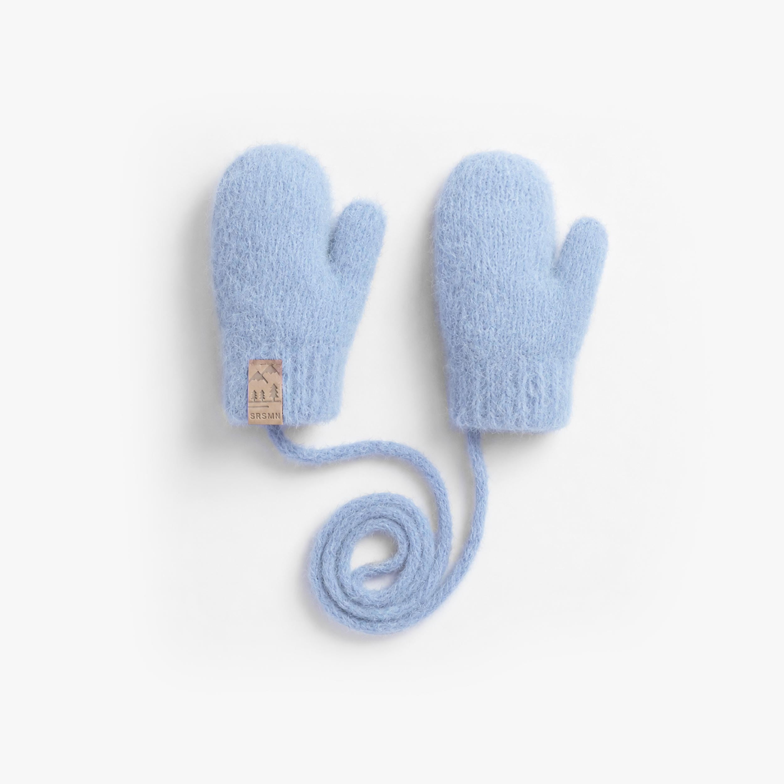 Revers des mitaines bleu pâle en tricot duveteux, bébé 