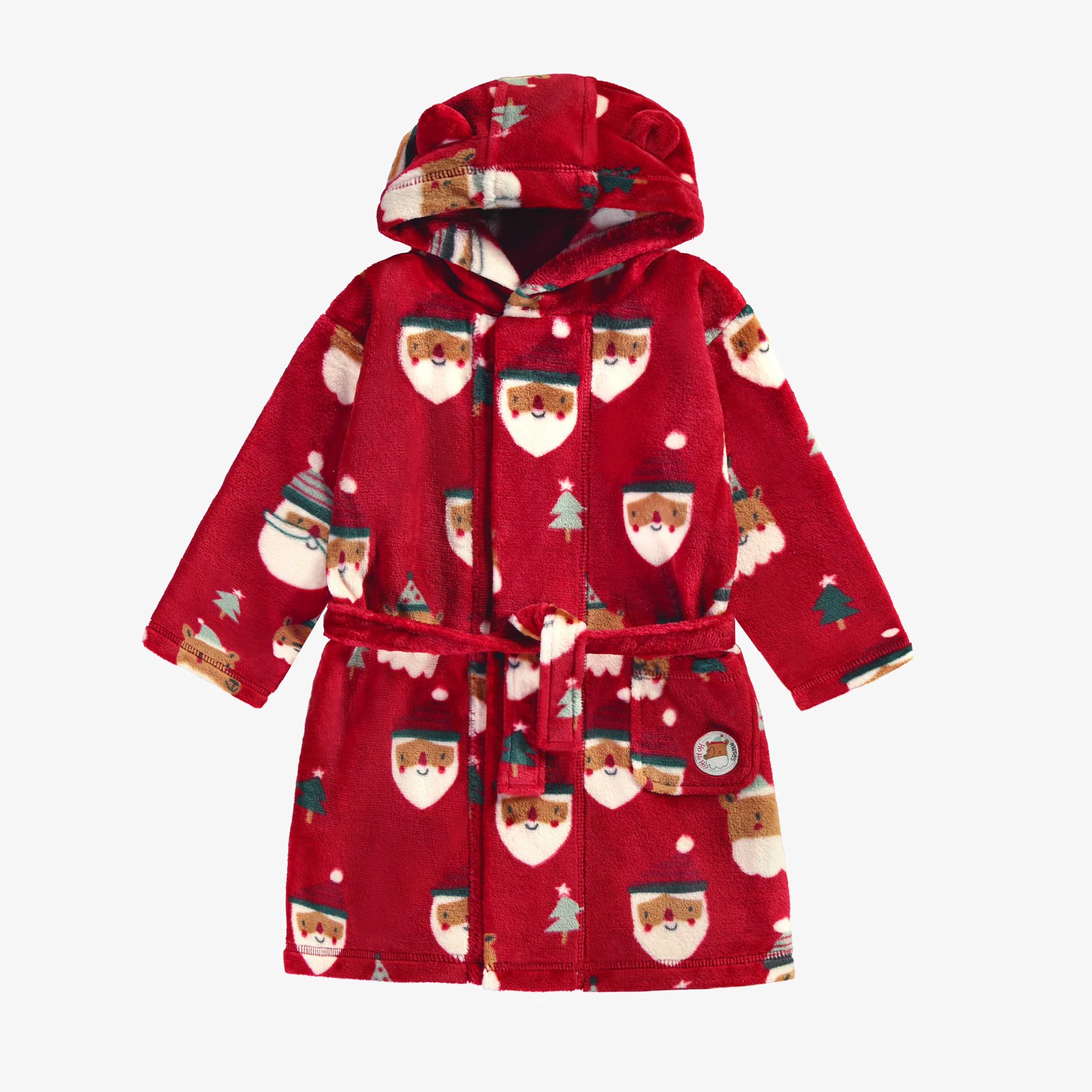 Robe de chambre rouge en peluche avec motifs des Fêtes, bébé - Souris Mini